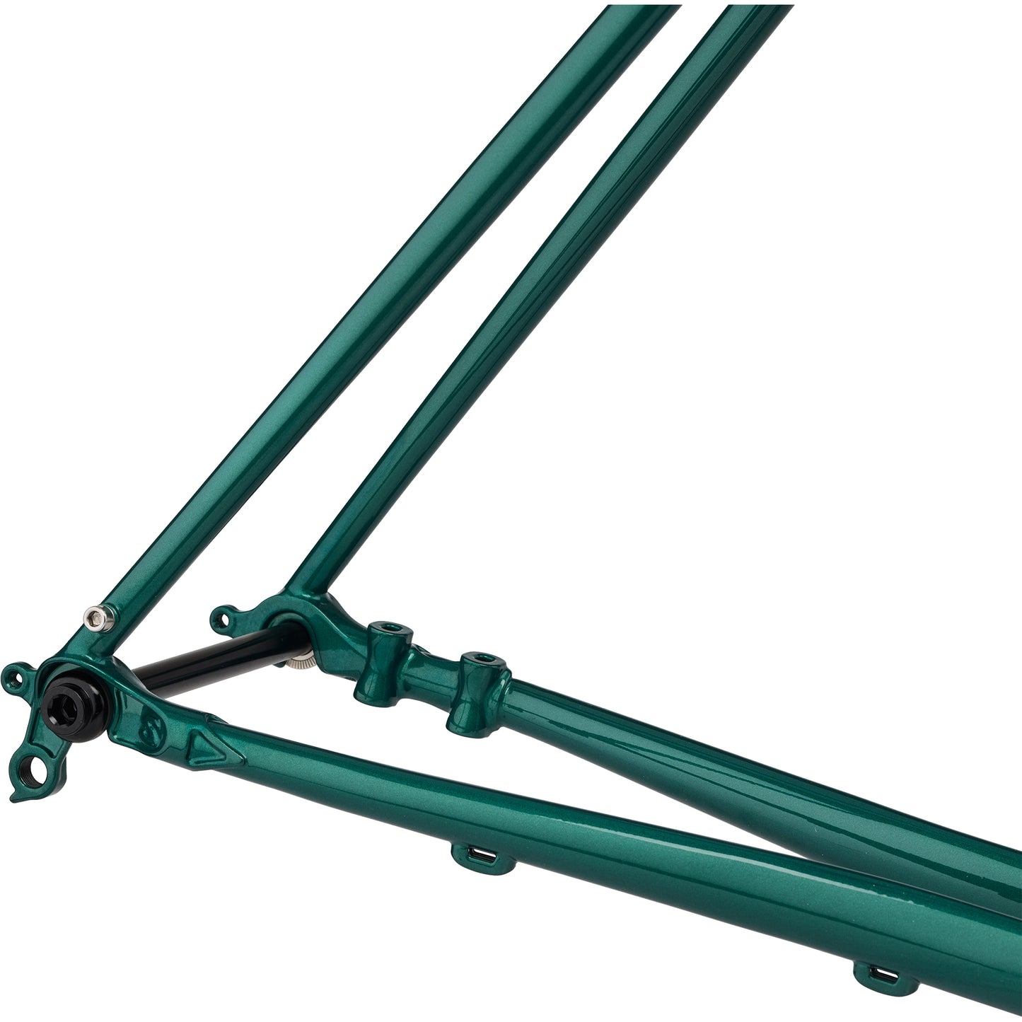 Surly Straggler Frameset in Subtropic Algae color view of rear dropout with thru-axle on white background