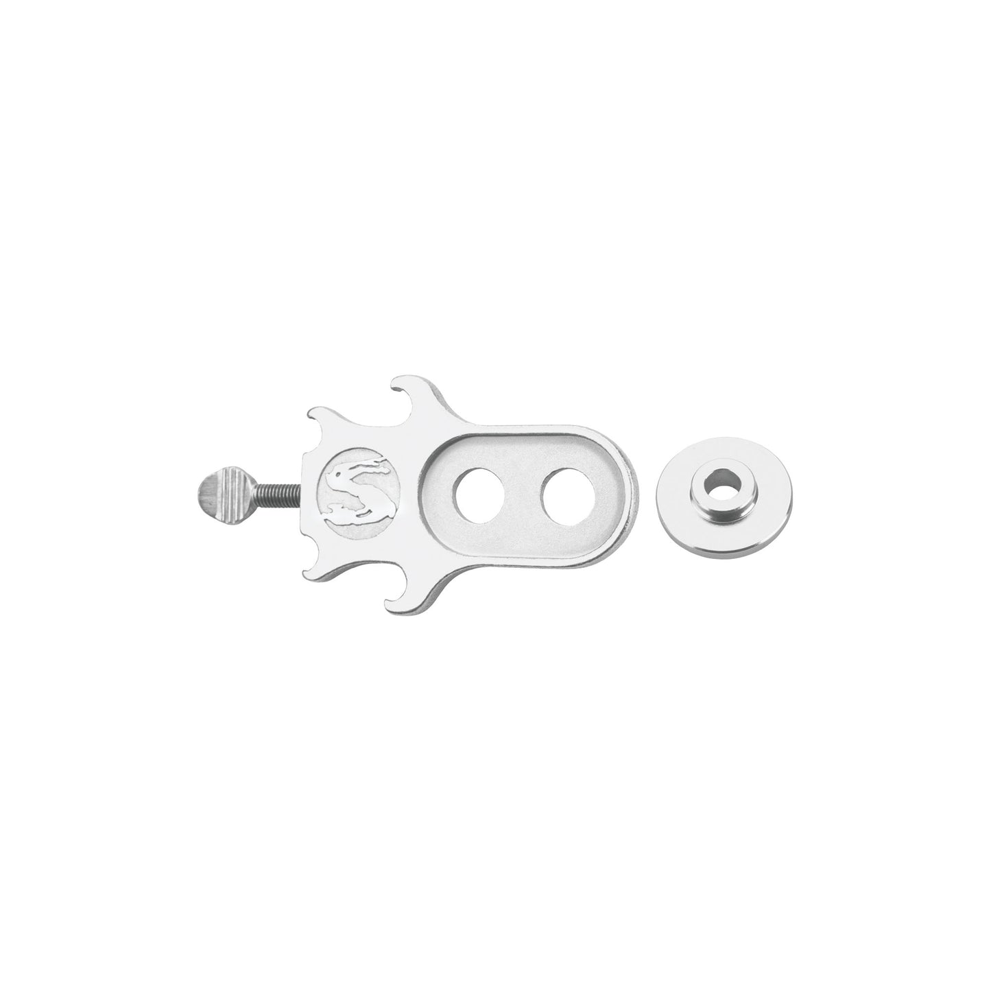 Surly Tuggnut single speed chain tensioner silver color on white background