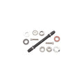 Mechanical parts including a black shaft, bearings, and washers on a white background