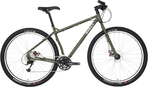 Surly Ogre Bike - green - right side view with white background