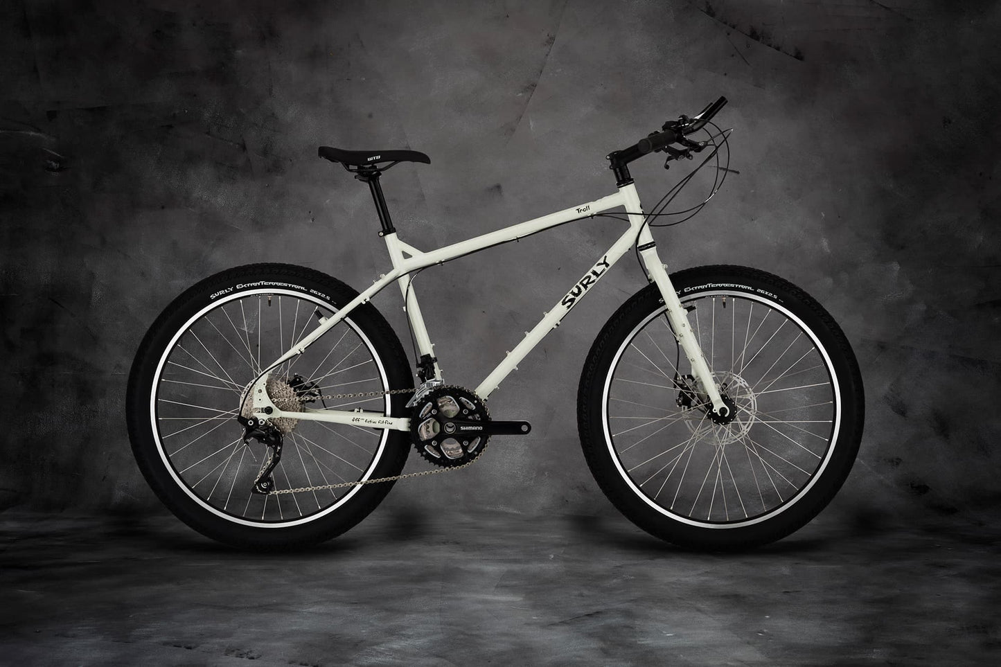Surly Troll bike side view in Salt Shaker color