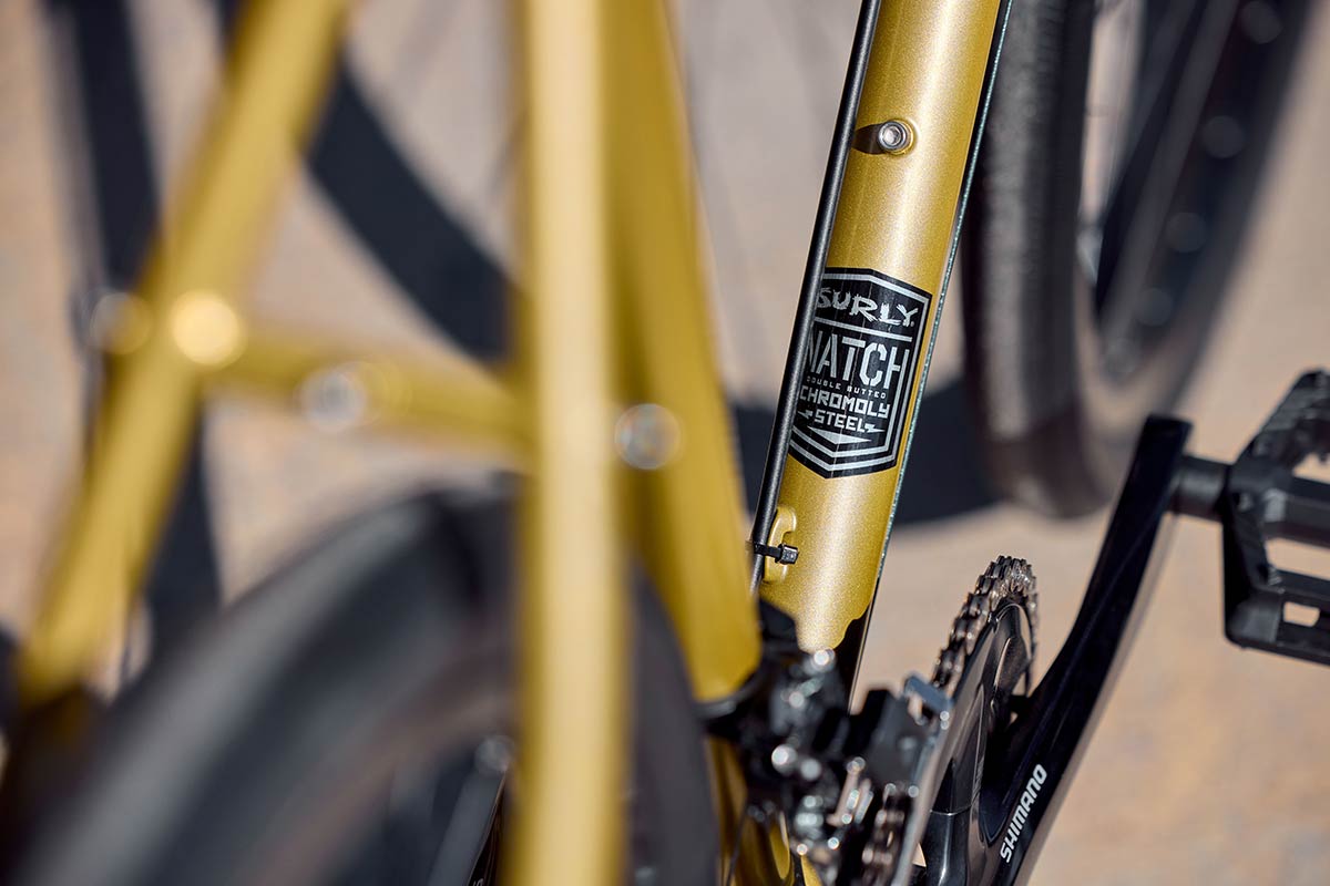 Midnight Special bike close-up of down tube showing Natch Steel decal