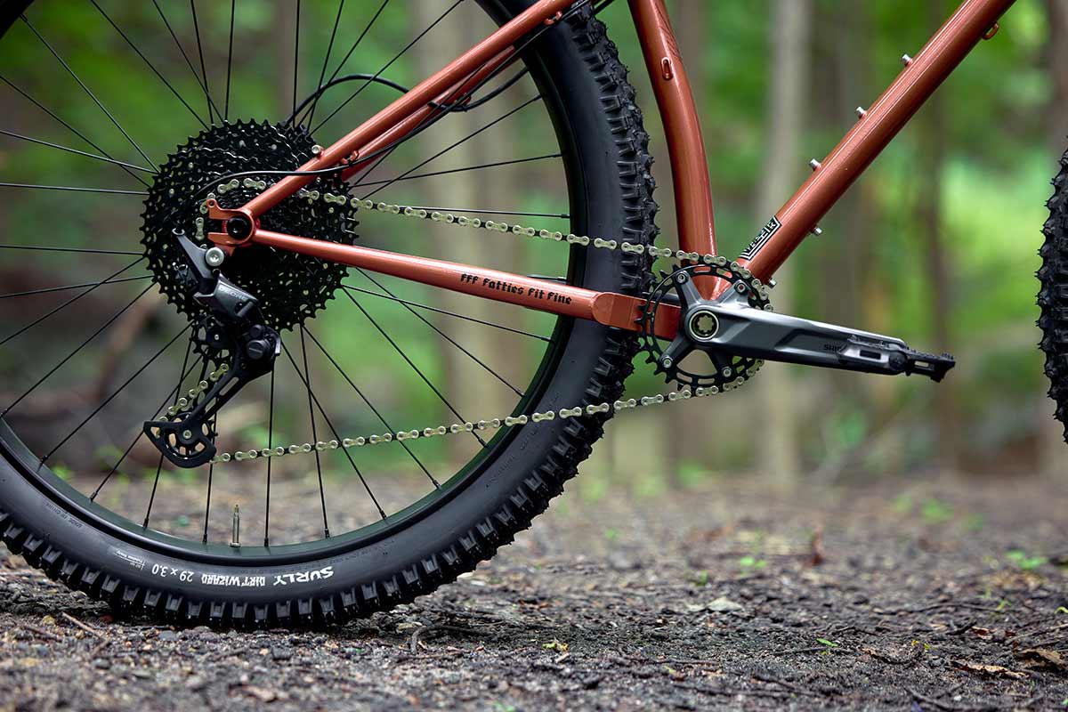 Surly Krampus rigid bike close-up of drivetrain and rear wheel
