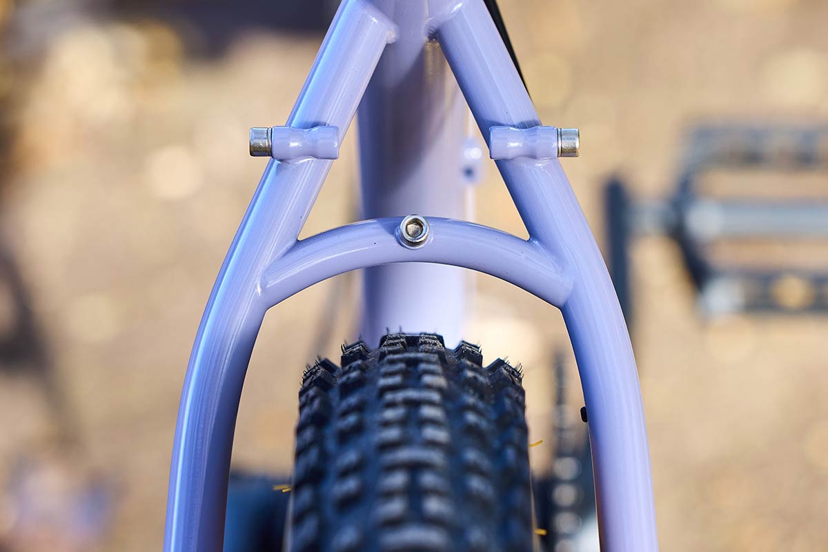 Surly Grappler tire clearance view looking from rear tire and seat stays