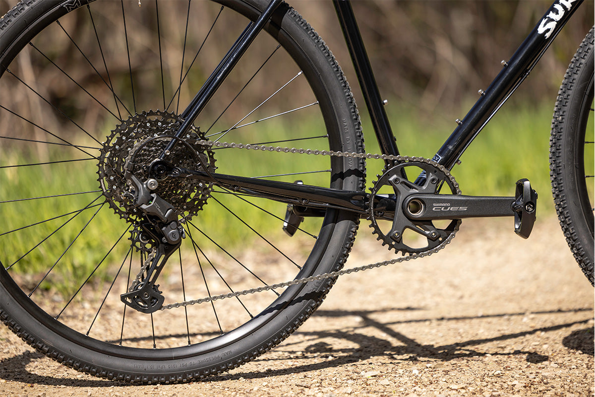 Close-up of a bicycle's gear system on a natural background
