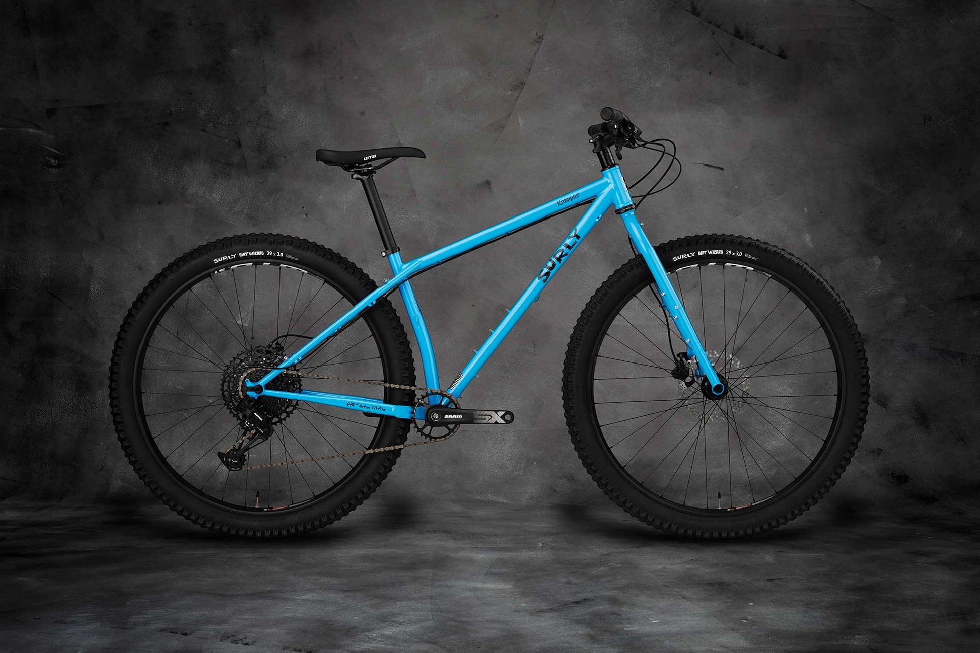 Surly Krampus bike side view in Tangled Up In Blue color
