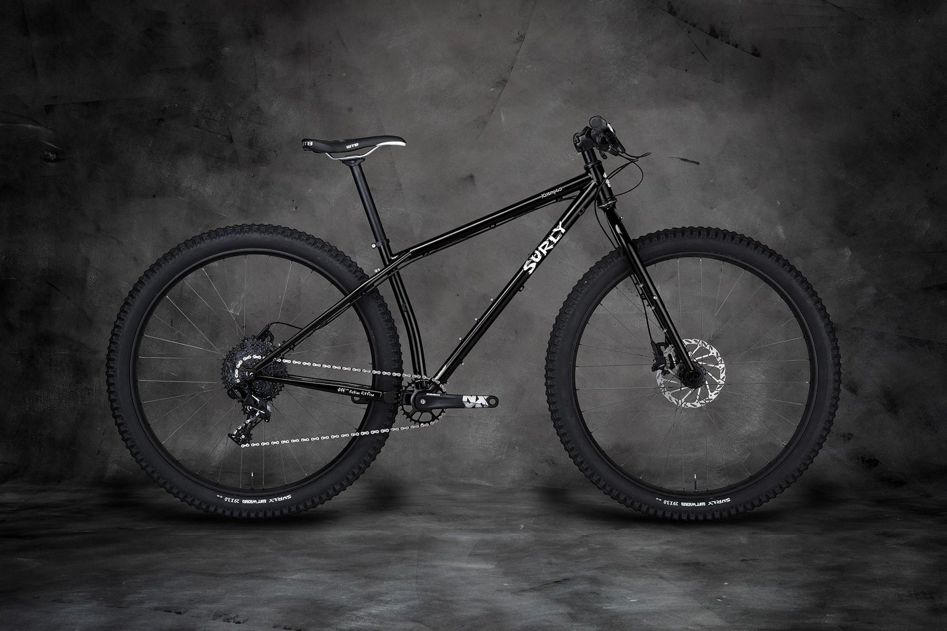 Surly Krampus bike side view in Dark Black color