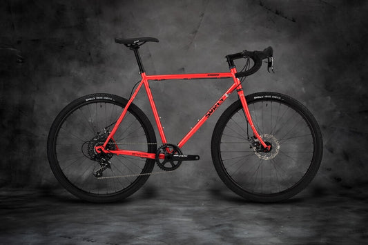 Surly Straggler bike Salmon Candy Red color side view