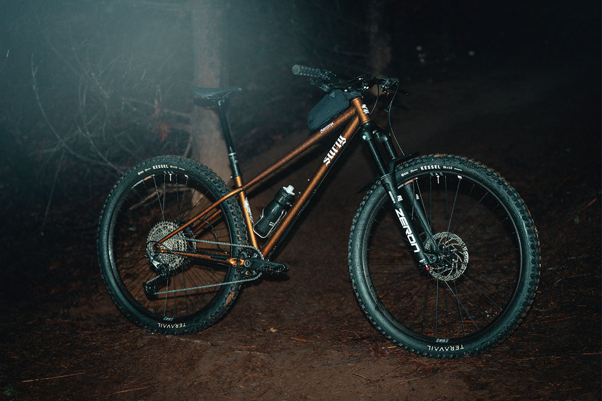 Mountain bike on a dark background