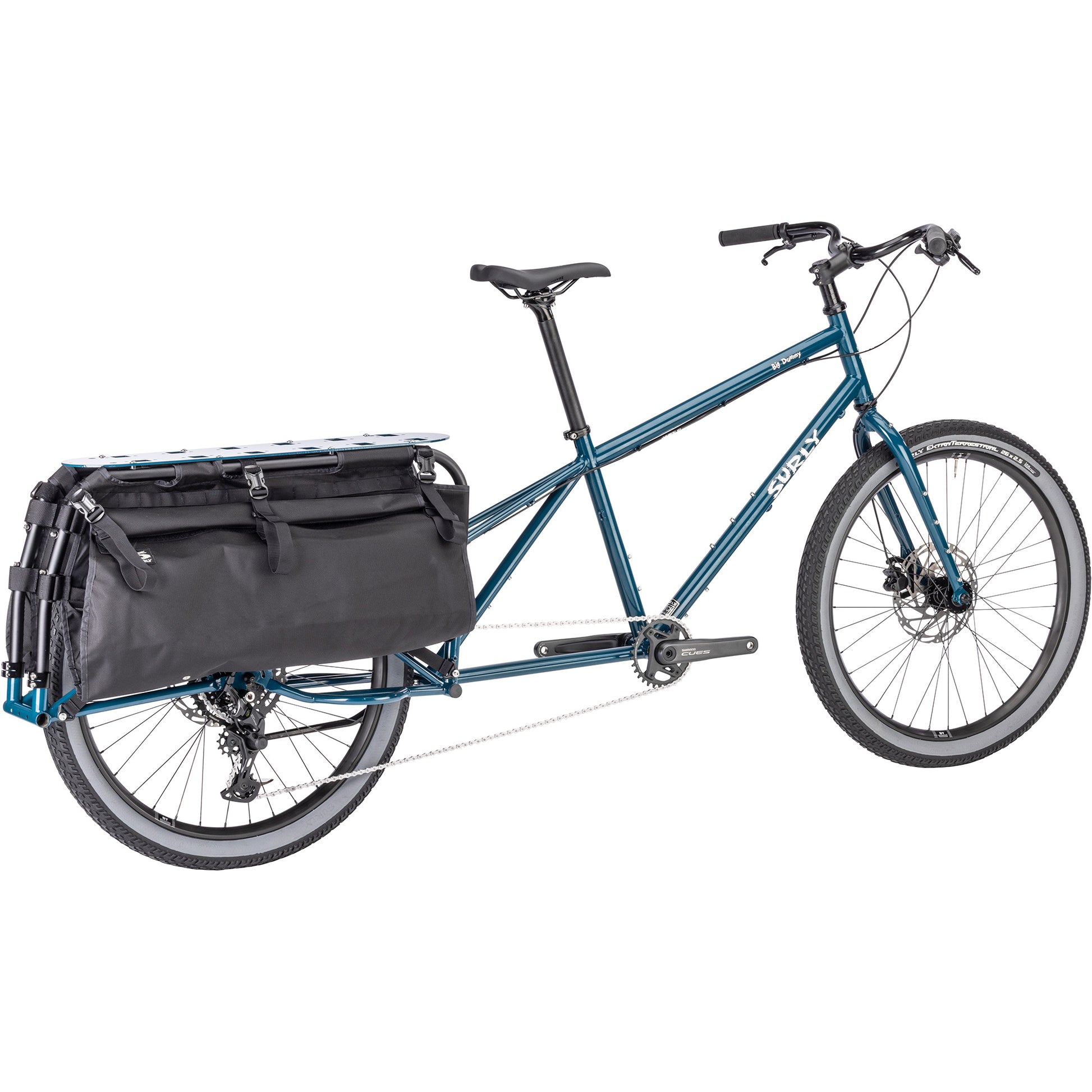 Surly Big Dummy cargo bike Twilight Zone color rear three-quarter view on white background