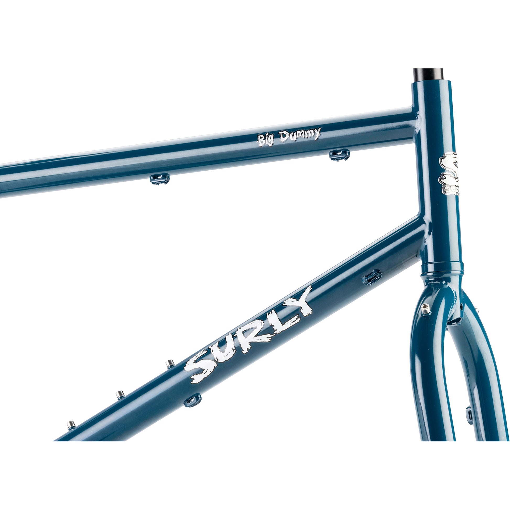 Surly Big Dummy cargo frameset head tube area focus on white background