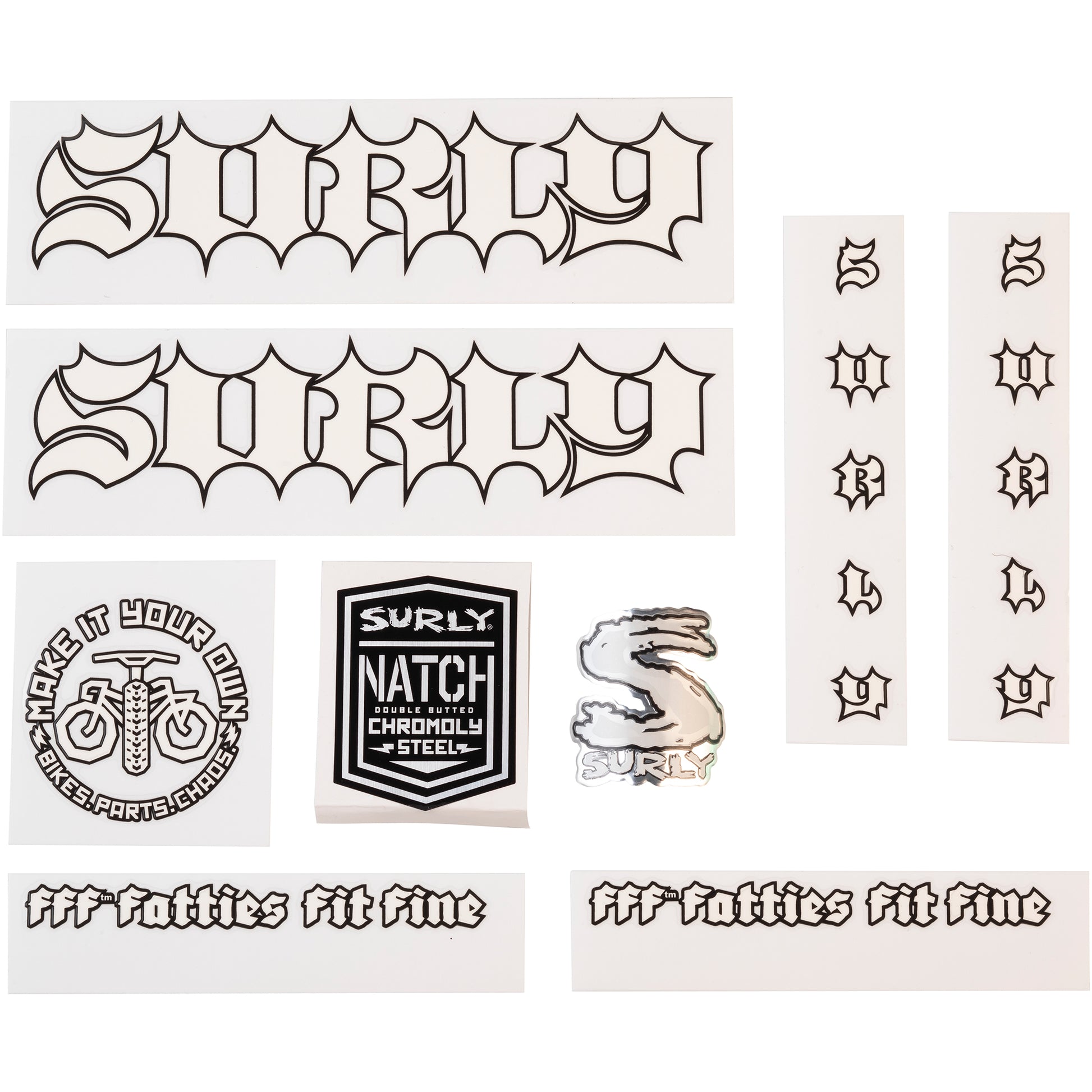Surly Born To Loose Decal Set White sheet of all decals for bike with 