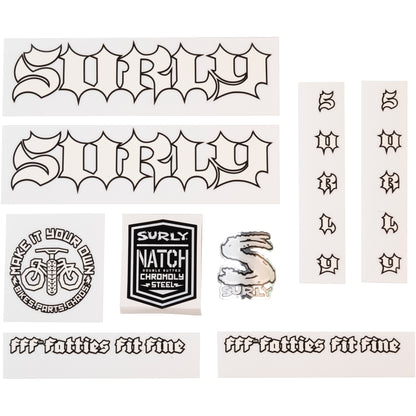 Surly Born To Loose Decal Set White sheet of all decals for bike with 