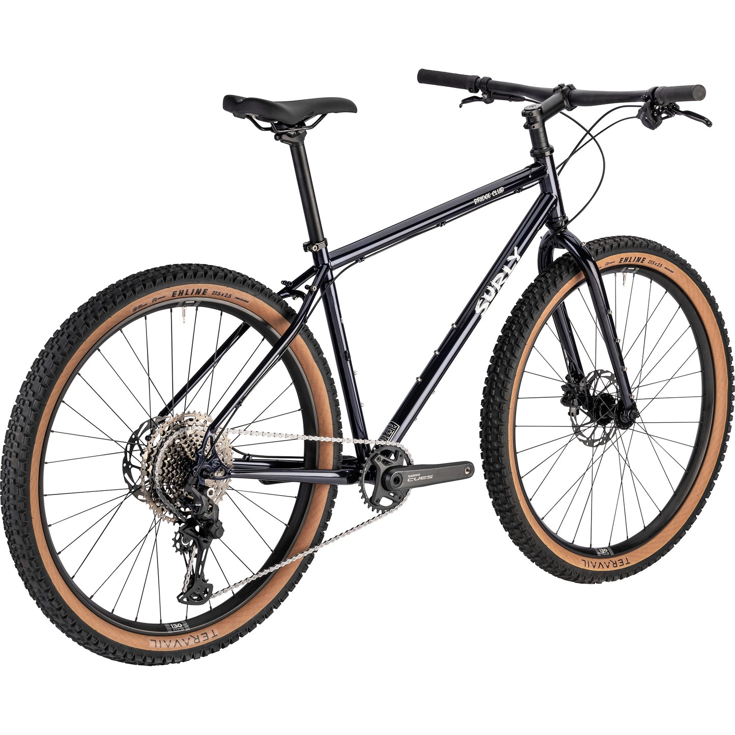 Surly Bridge Club bike in Squid Ink color rear three-quarter view on white background
