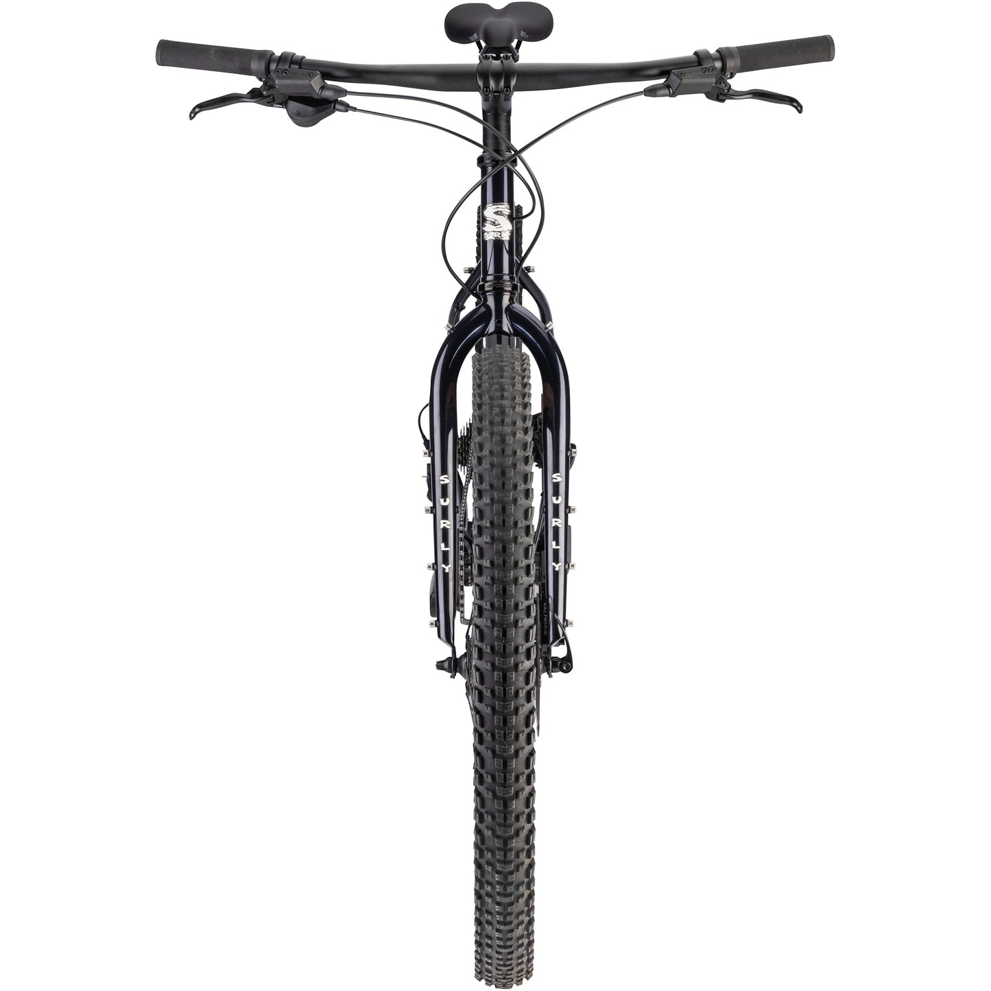 Surly Bridge Club bike in Squid Ink color straight-on front view on white background