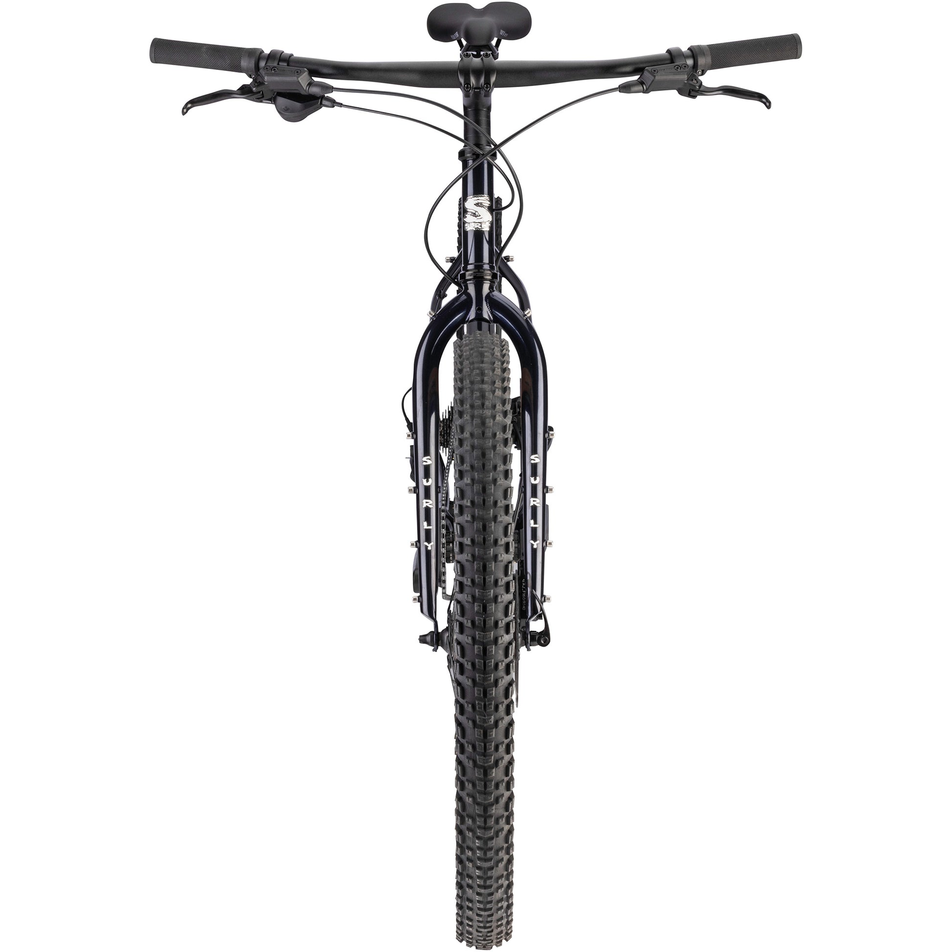 Surly Bridge Club bike in Squid Ink color straight-on front view on white background