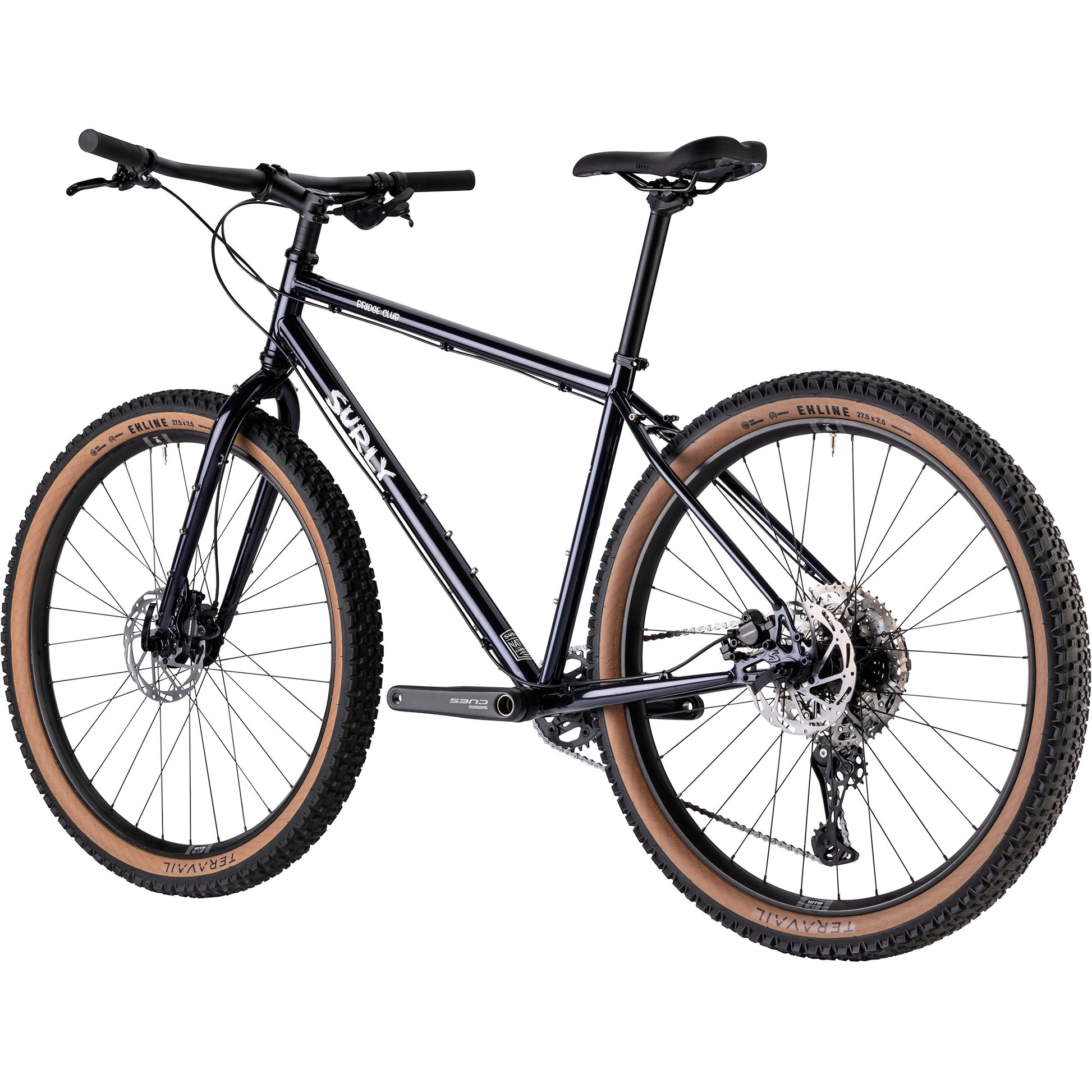 Surly Bridge Club bike in Squid Ink color rear three-quarter non-drive view on white background