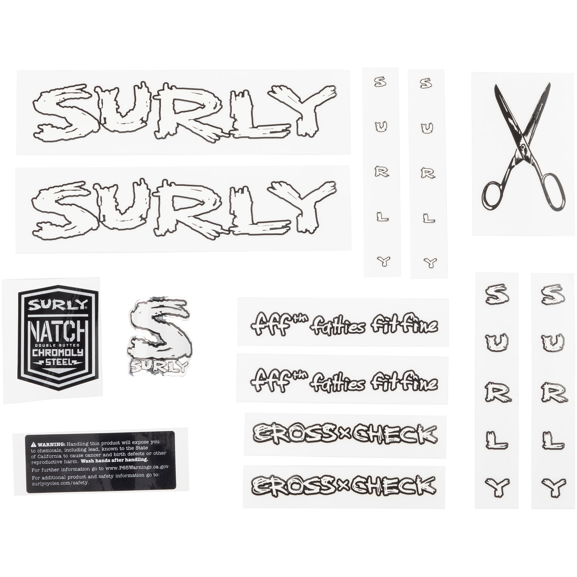 Surly Cross Check Decal Set White sheet of all decals for bike with 