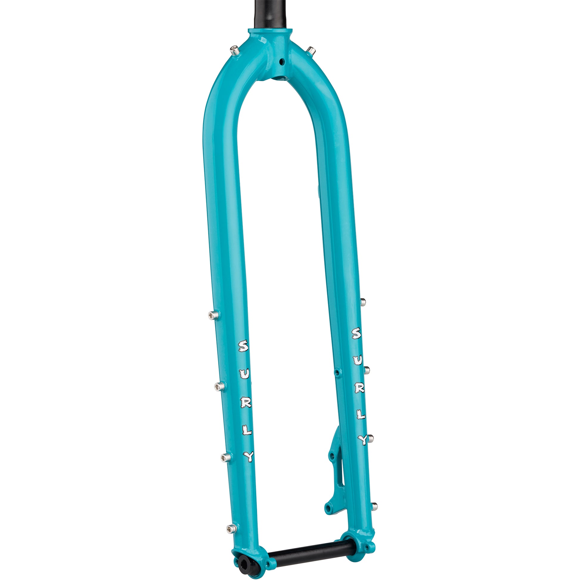 Surly Dinner Fork Lost at Sea Blue color 29" 485mm axle to crow front view