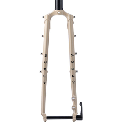 Surly Disc Trucker Thru-Axle Fork in Grandpa's Khakis color straight-on front view on a white background