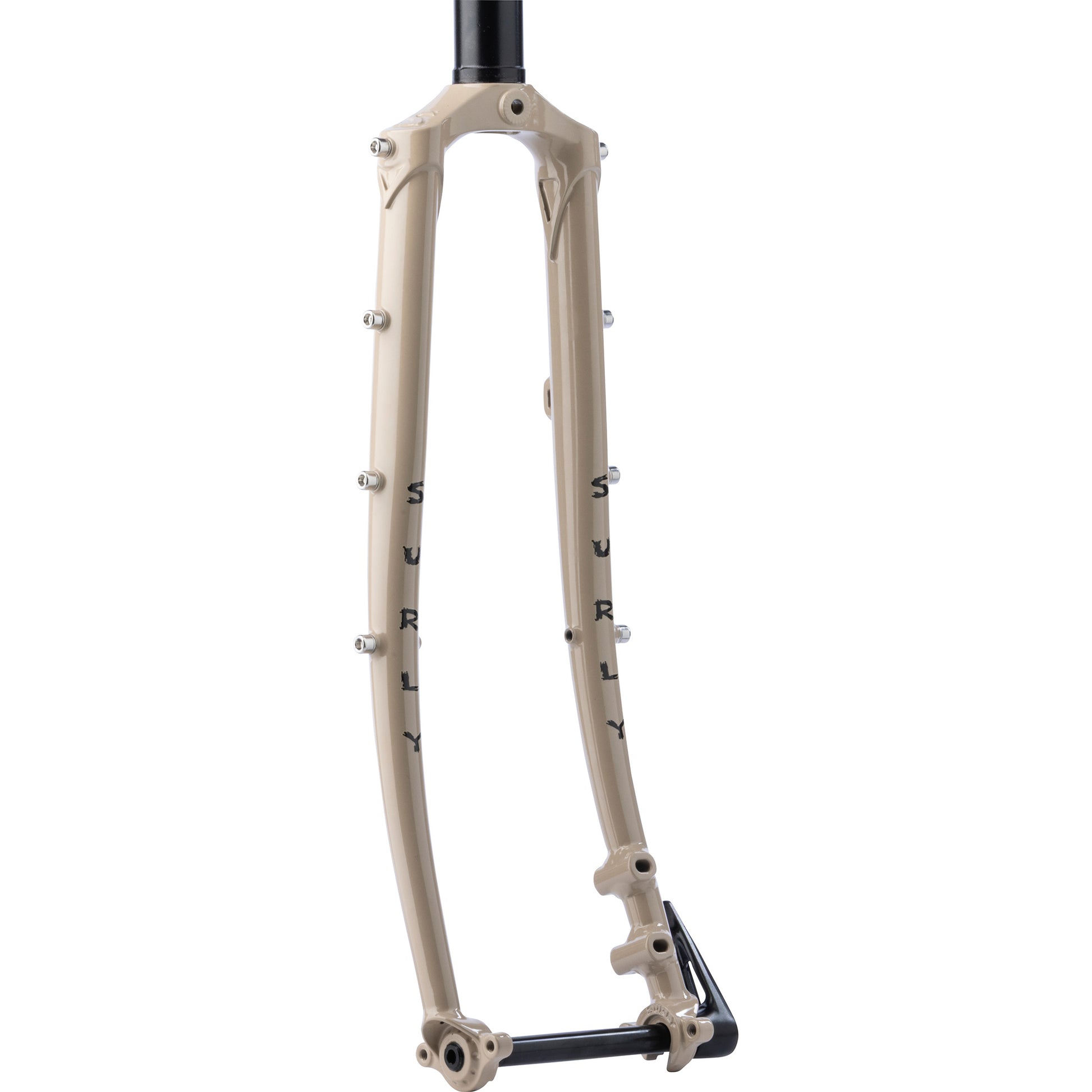 Surly Disc Trucker Thru-Axle Fork in Grandpa's Khakis color front three-quarter view on a white background