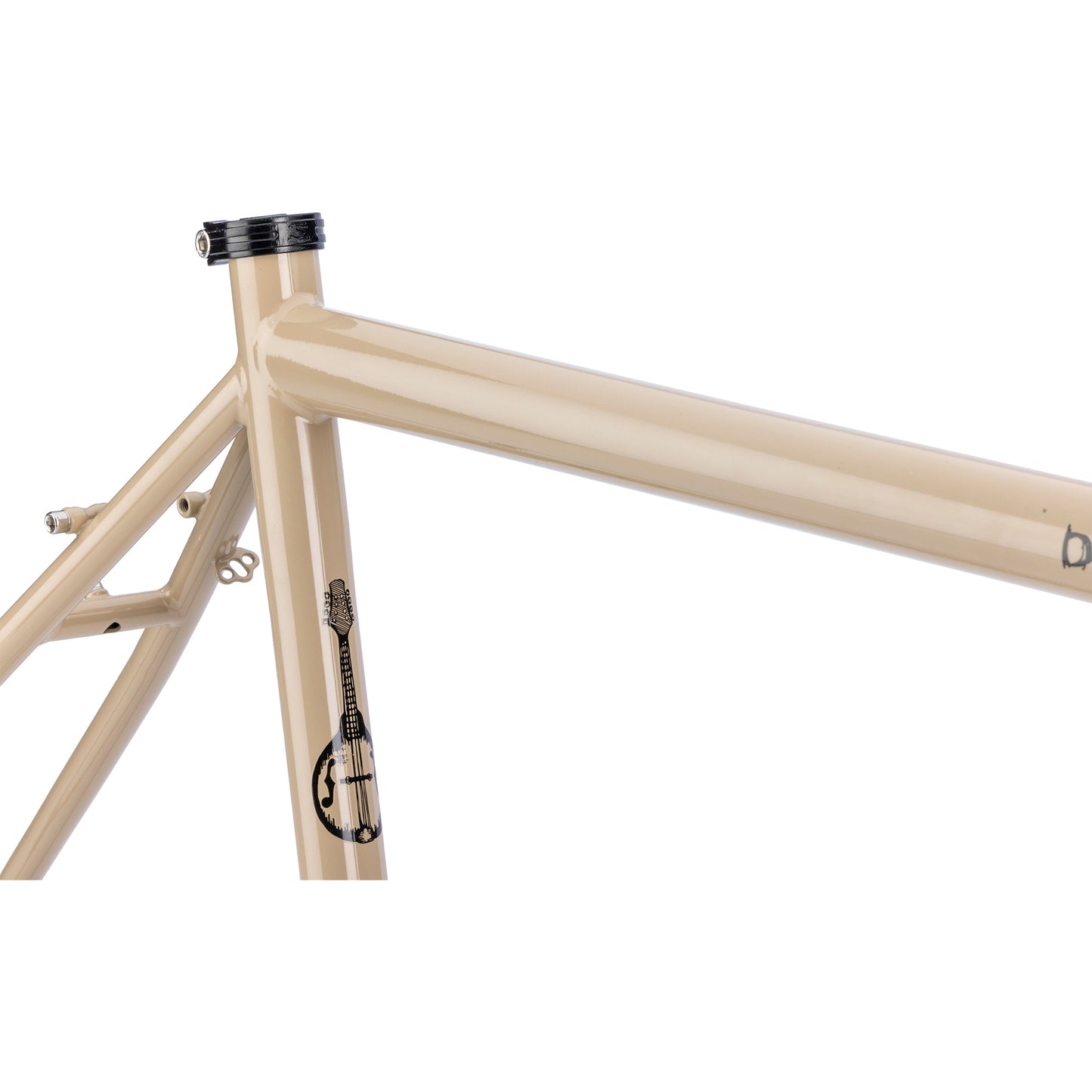 Surly Disc Trucker 26 inch in tan color seat tube area focus on white background