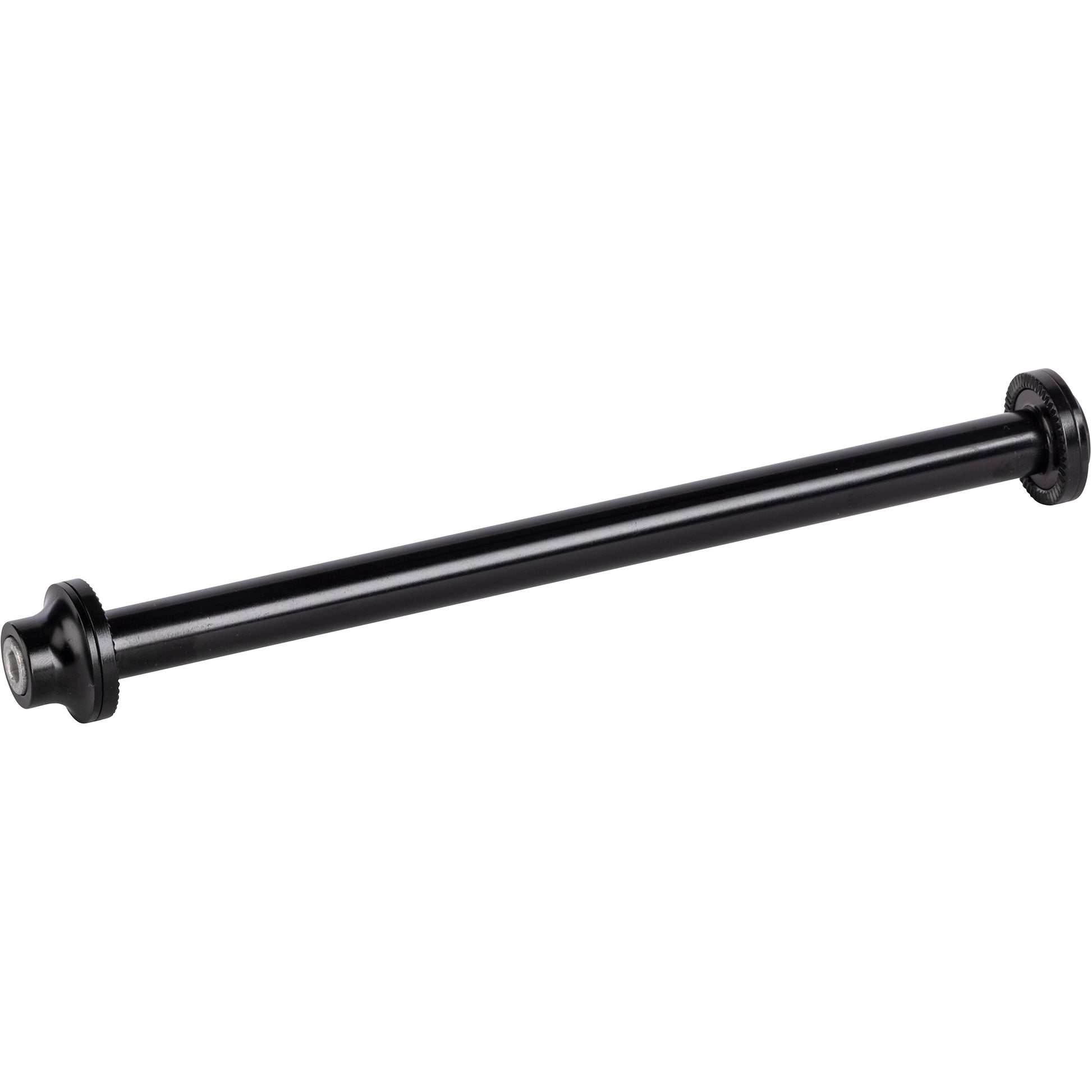 Black thru-axle on a white background
