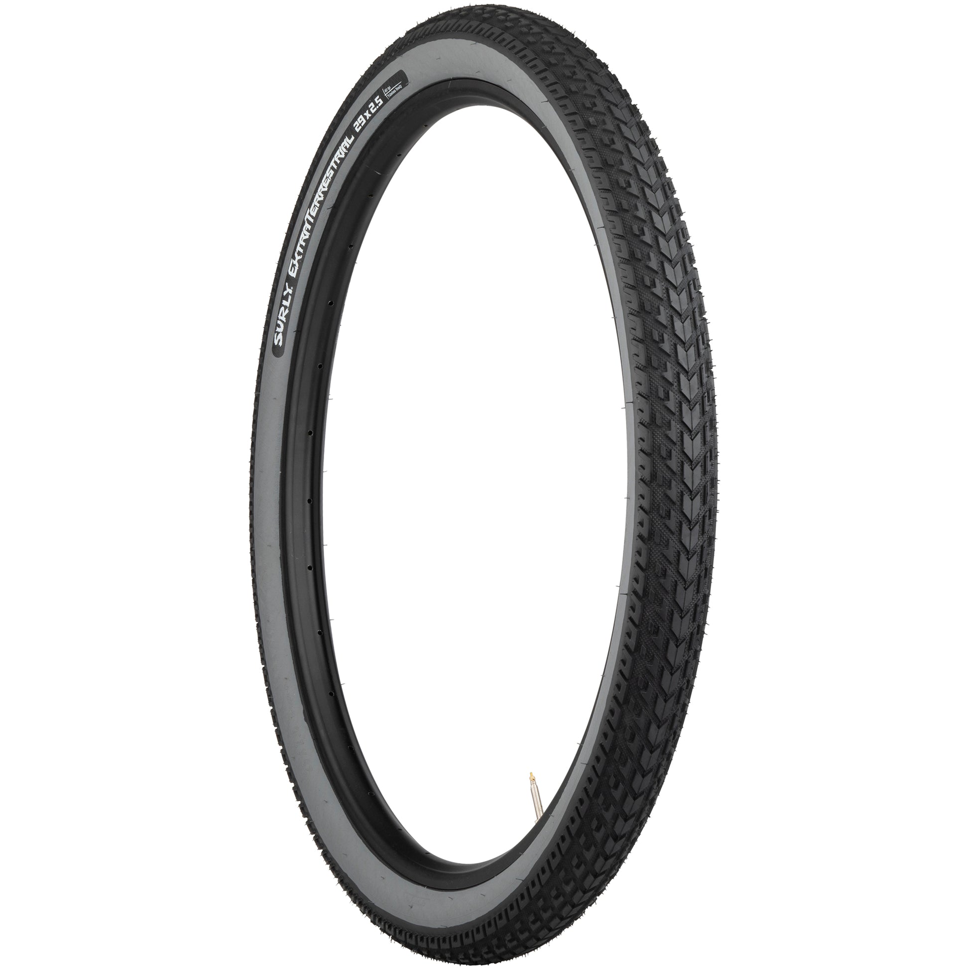 Surly ExtraTerrestrial Tire 29 x 2.5 gray wall three-quarter view showing tread and sideall
