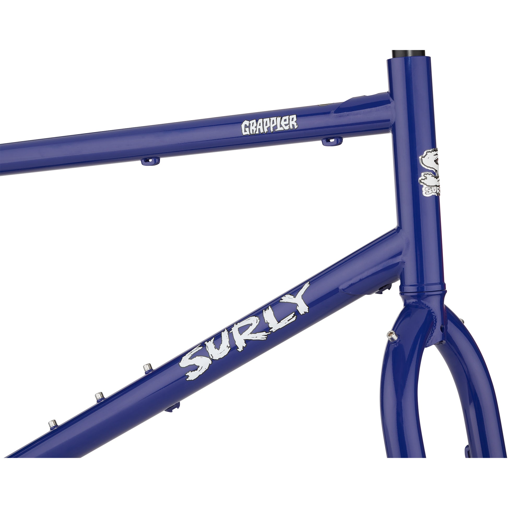 Surly Grappler Frameset Subterranean Homesick Blue head tube area focus