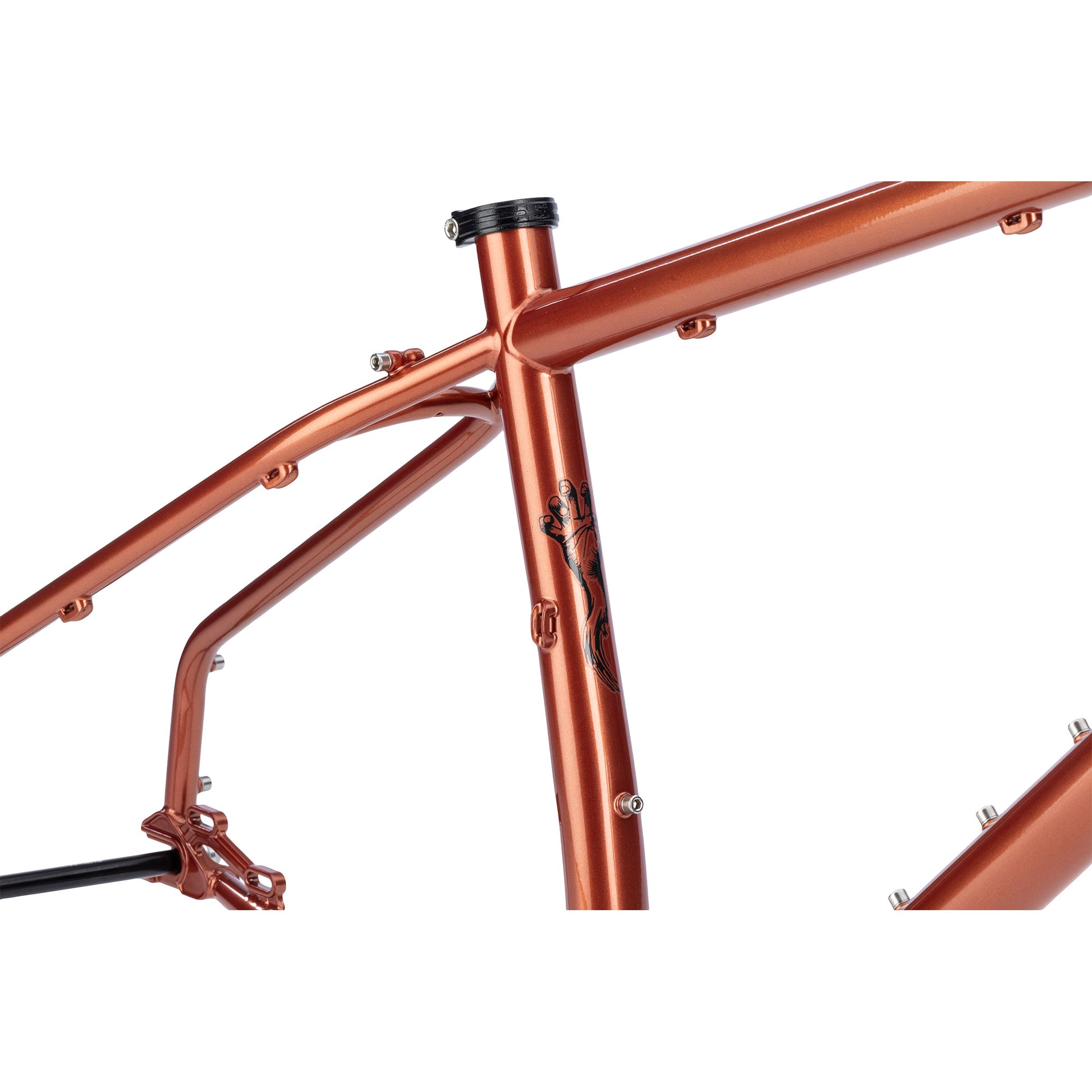 Surly Grappler Frameset Caramelized Copper color seat tube area focus on white background