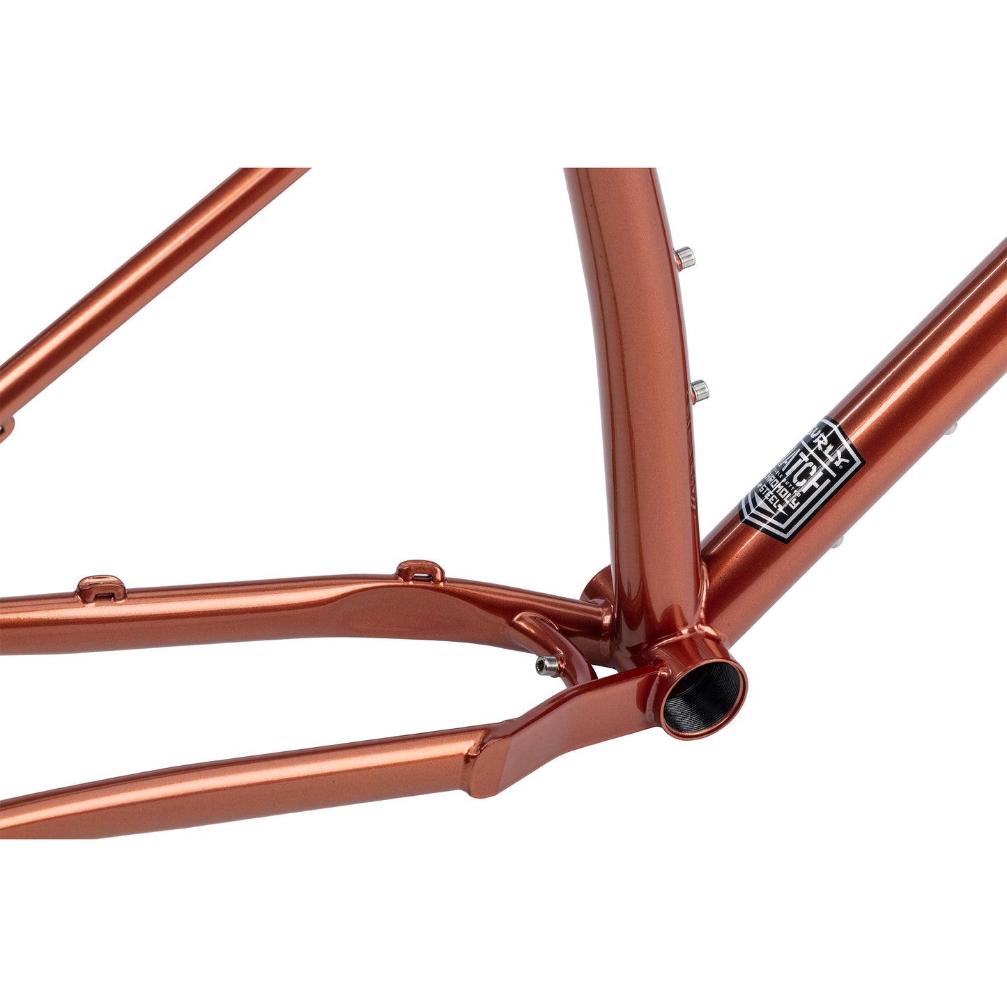 Surly Grappler Frameset Caramelized Copper color bottom bracket area focus on white background