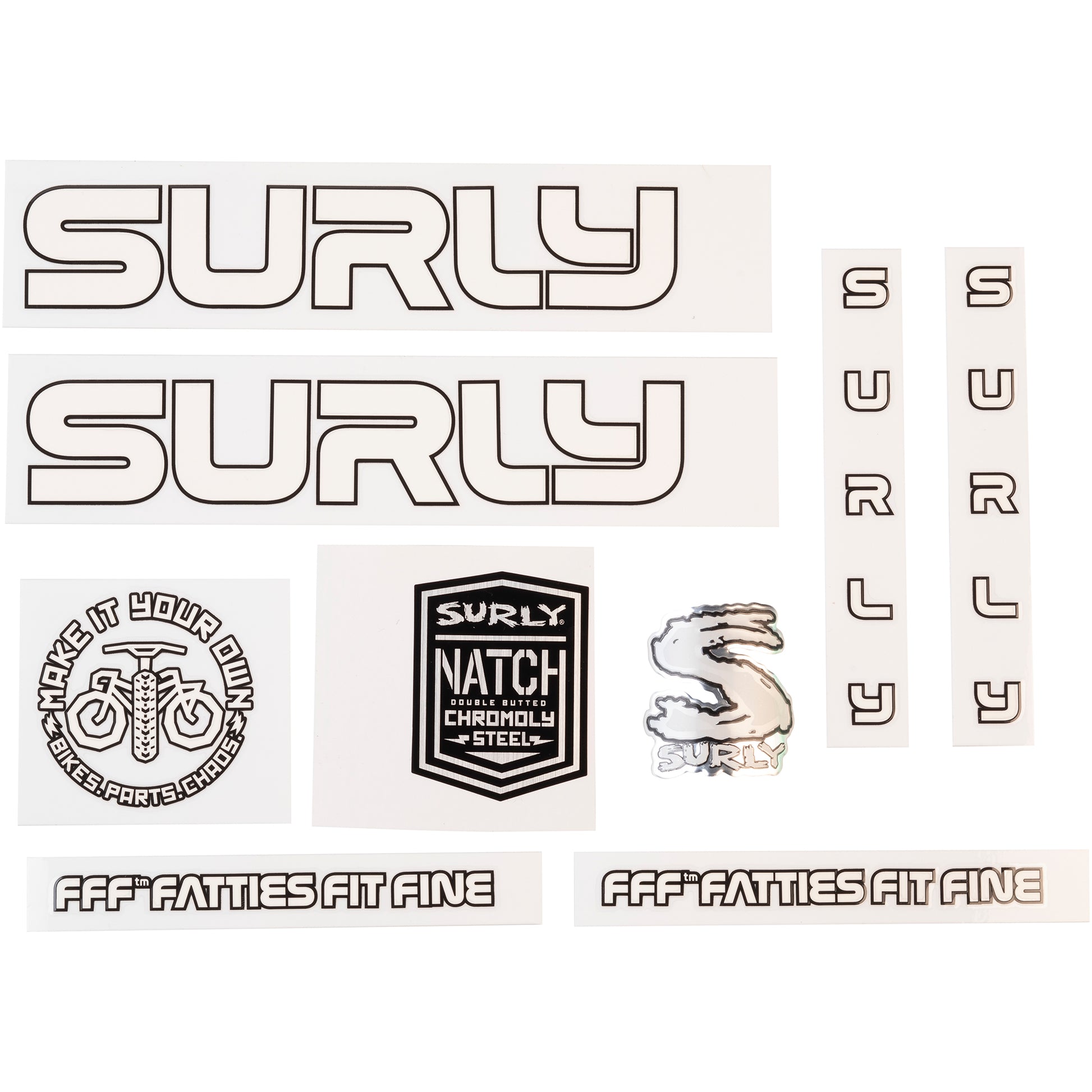 Surly Intergalactic Decal Set White sheet of all decals for bike with headbadge