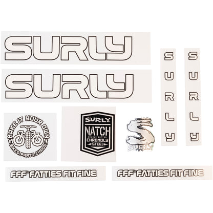 Surly Intergalactic Decal Set White sheet of all decals for bike with headbadge