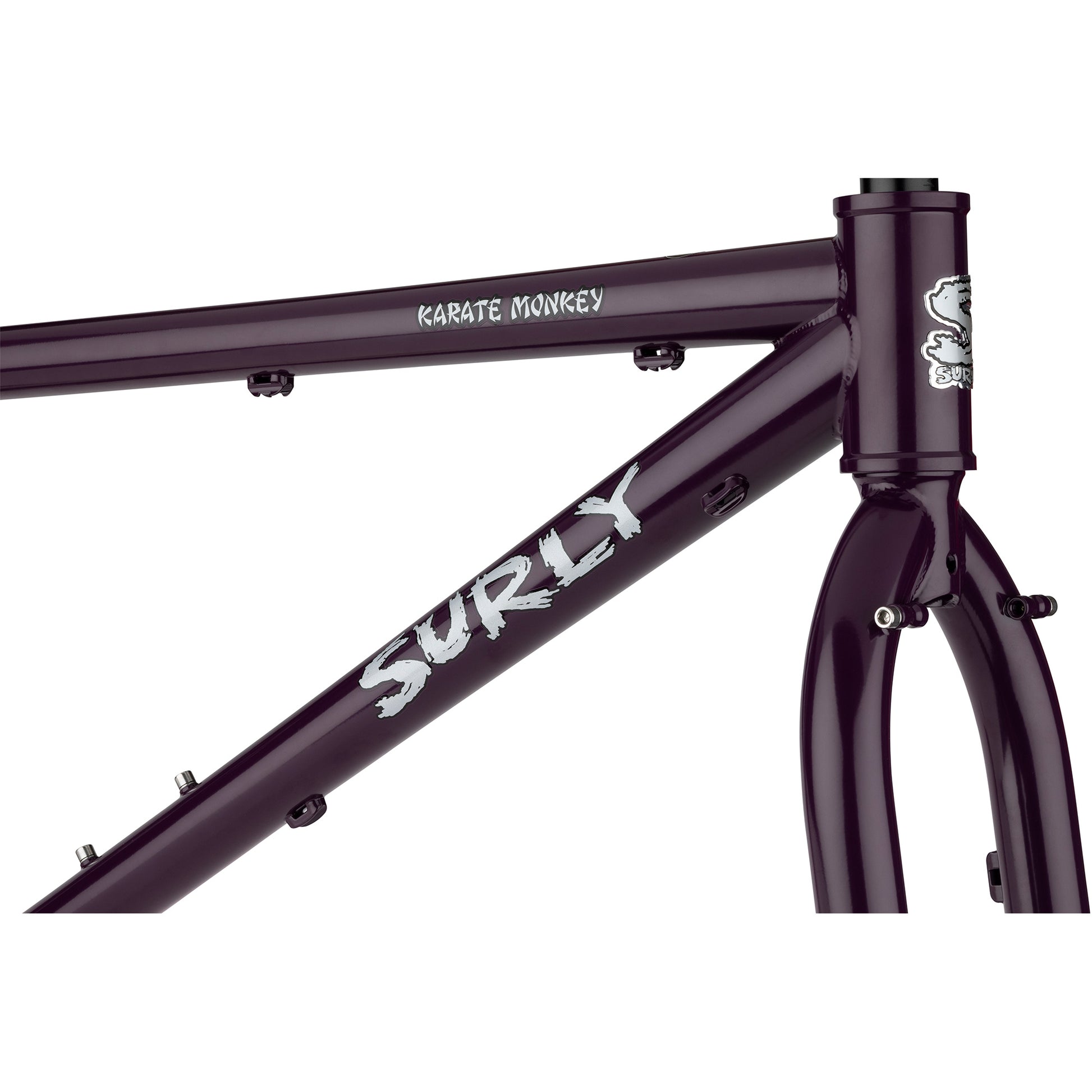 Surly Karate Monkey Frameset Organic Eggplant head tube area focus
