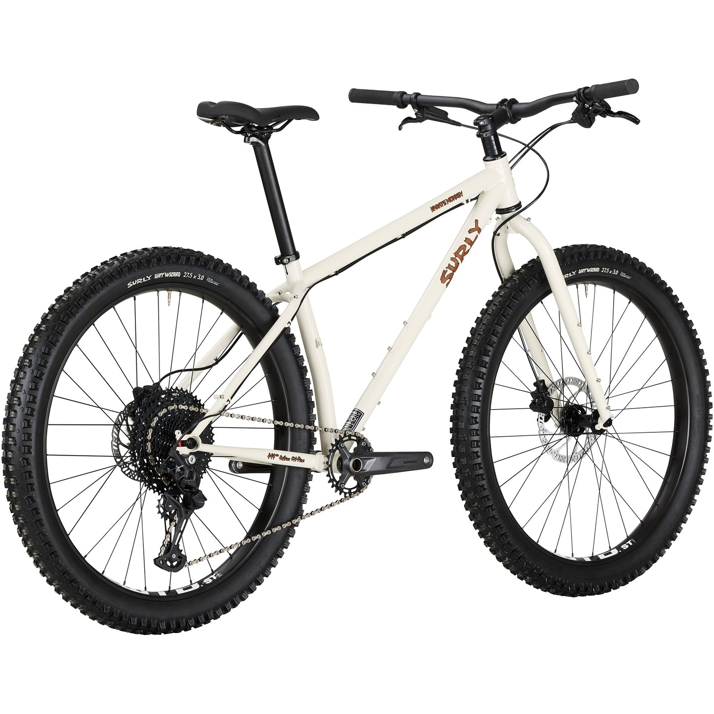 Surly Karate Monkey Bike Snow Mold White rear three-quarter view