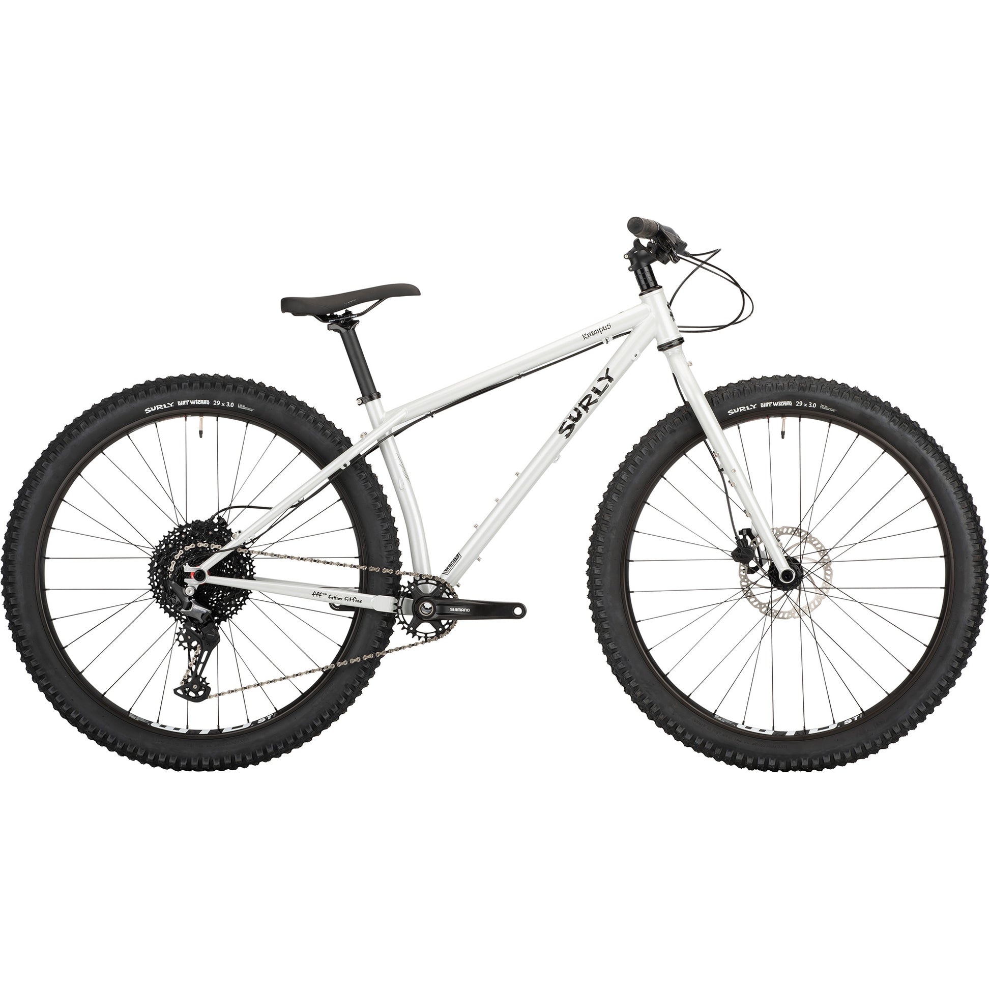 Surly Krampus Rigid Bike in First Loser silver color side view on white background
