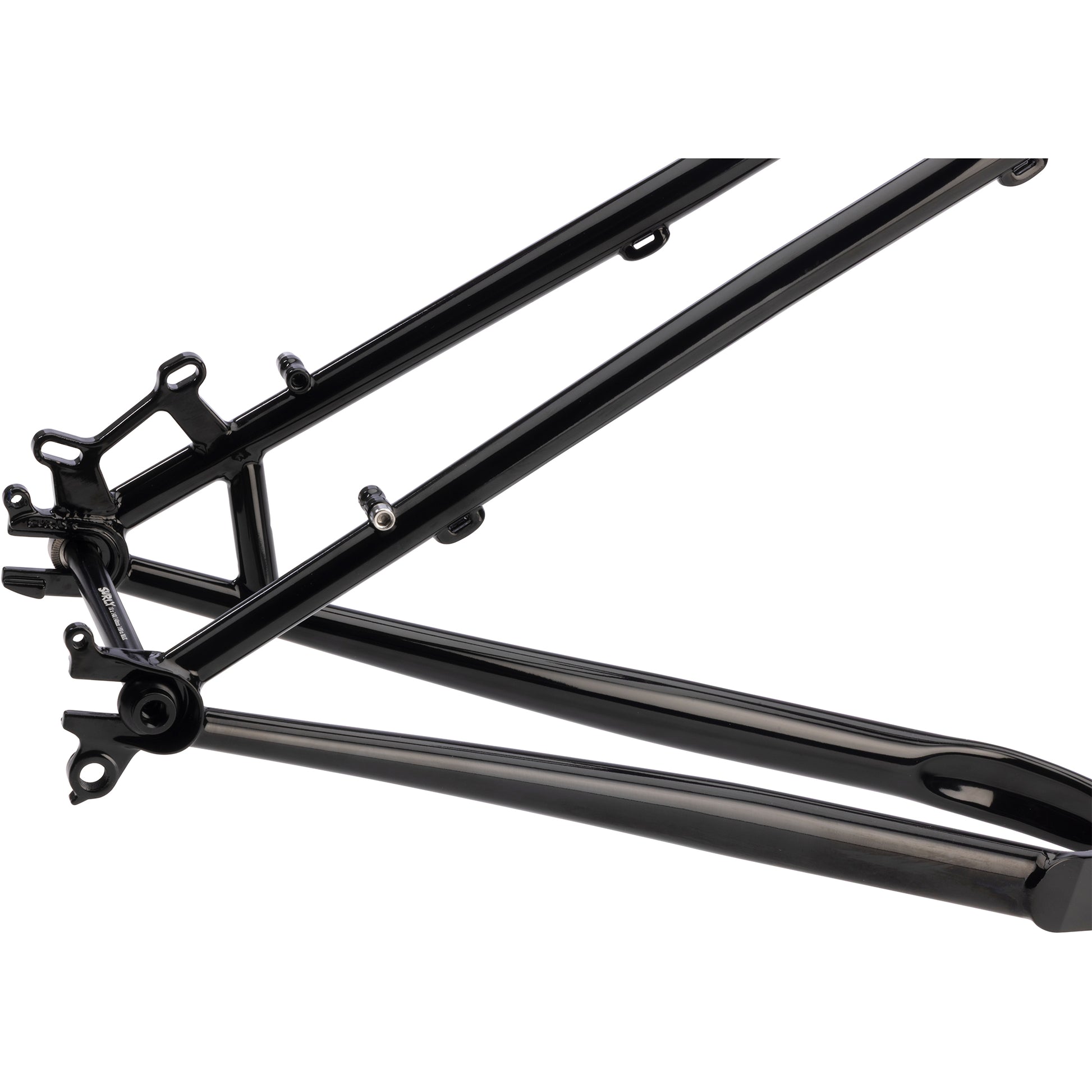 Surly Krampus Frameset black color rear dropout area focus on white background