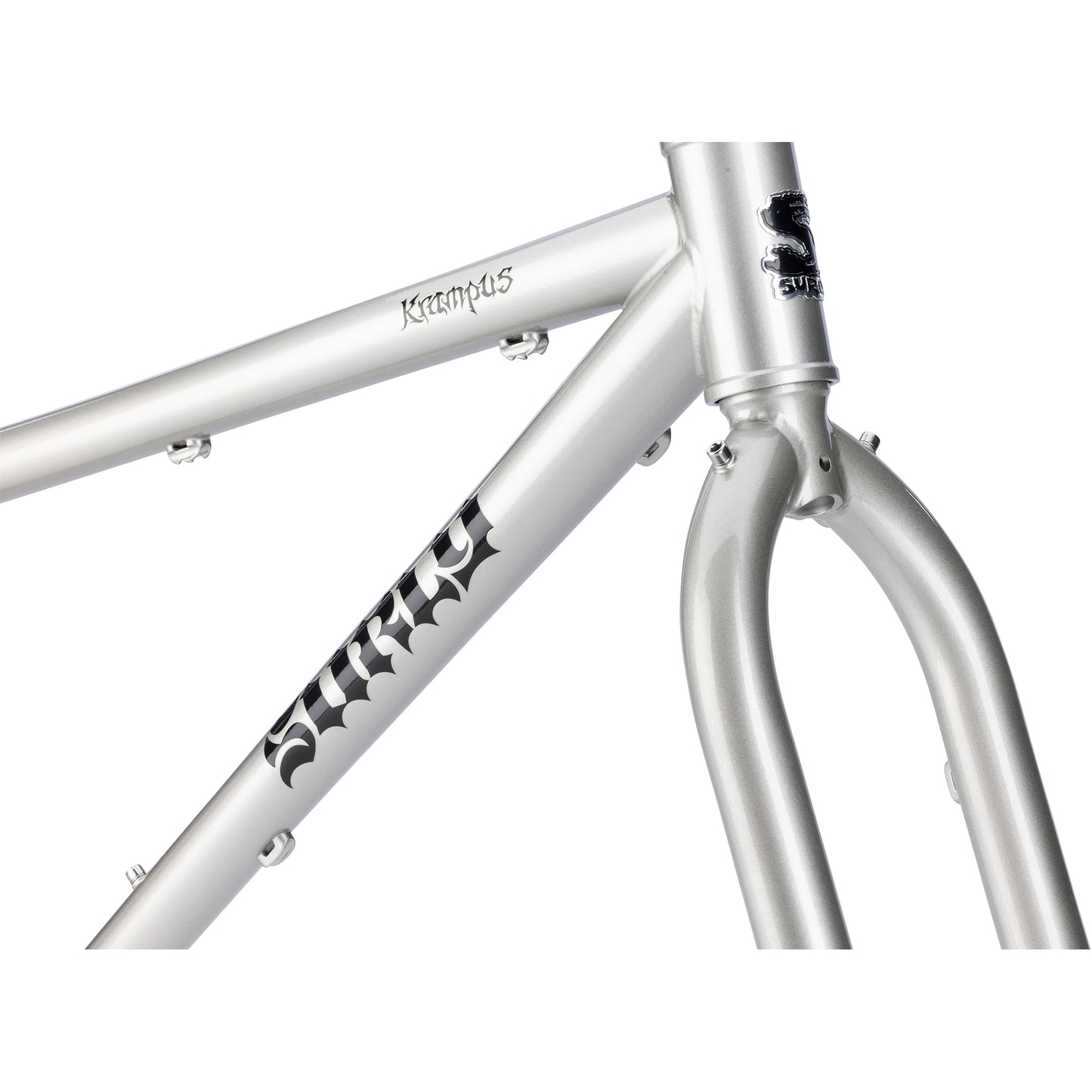 Surly Krampus Frameset focus on head tube area on white background