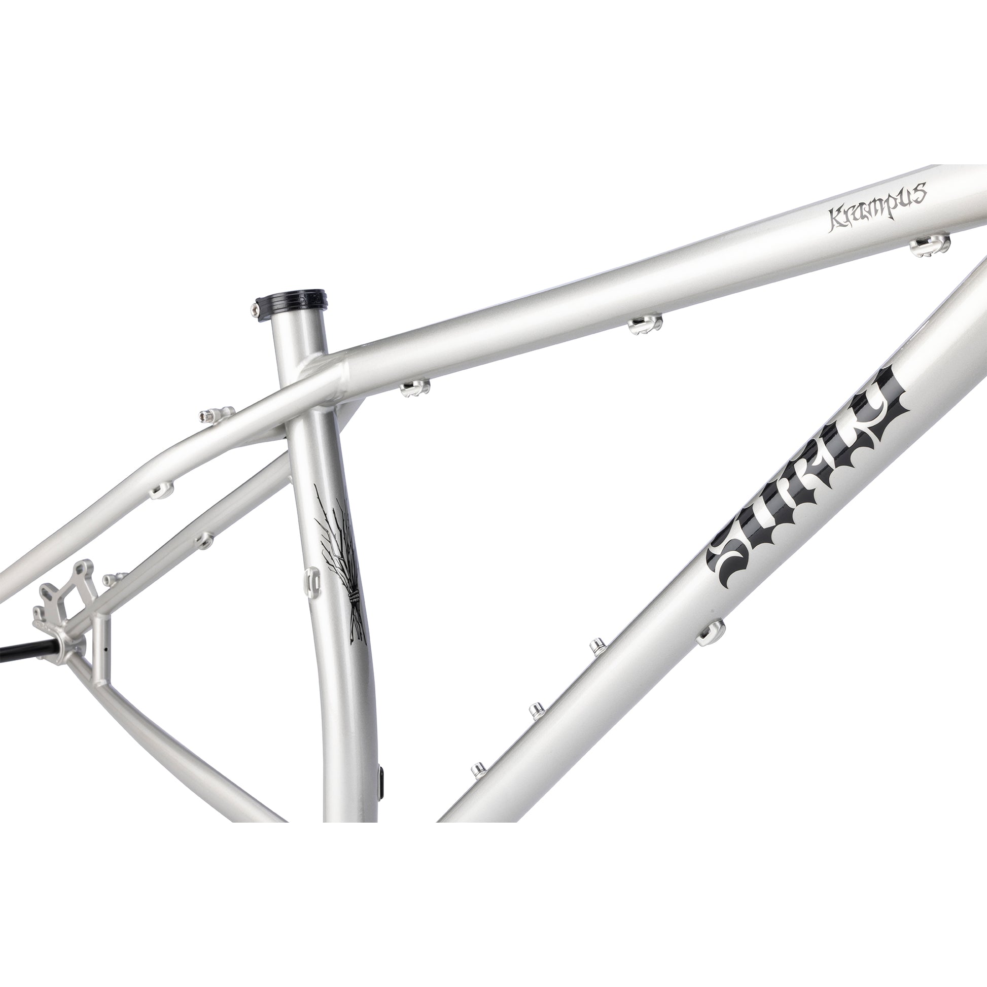 Surly Krampus Frameset focus on seat tube area on white background