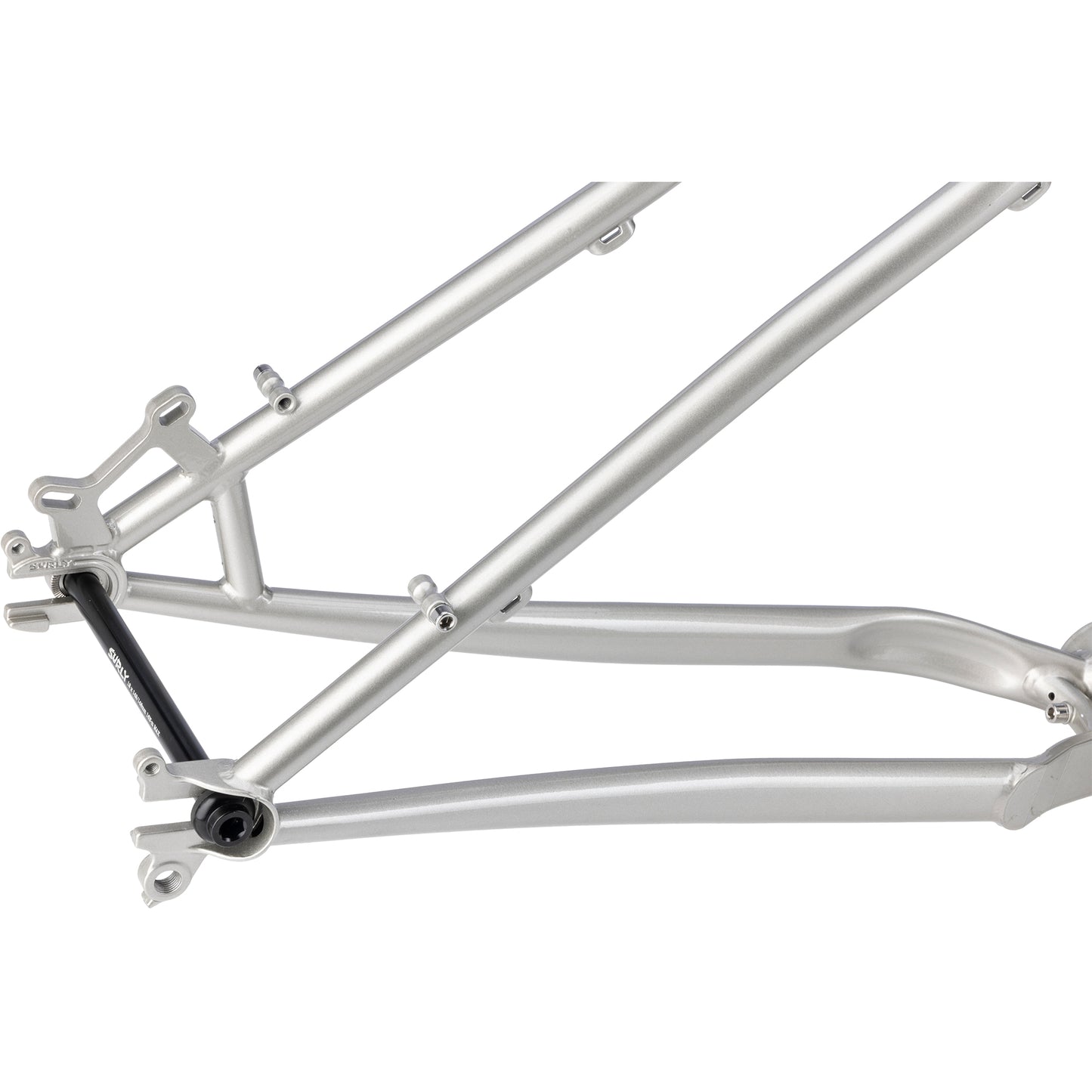Surly Krampus Frameset focus on rear dropout area on white background