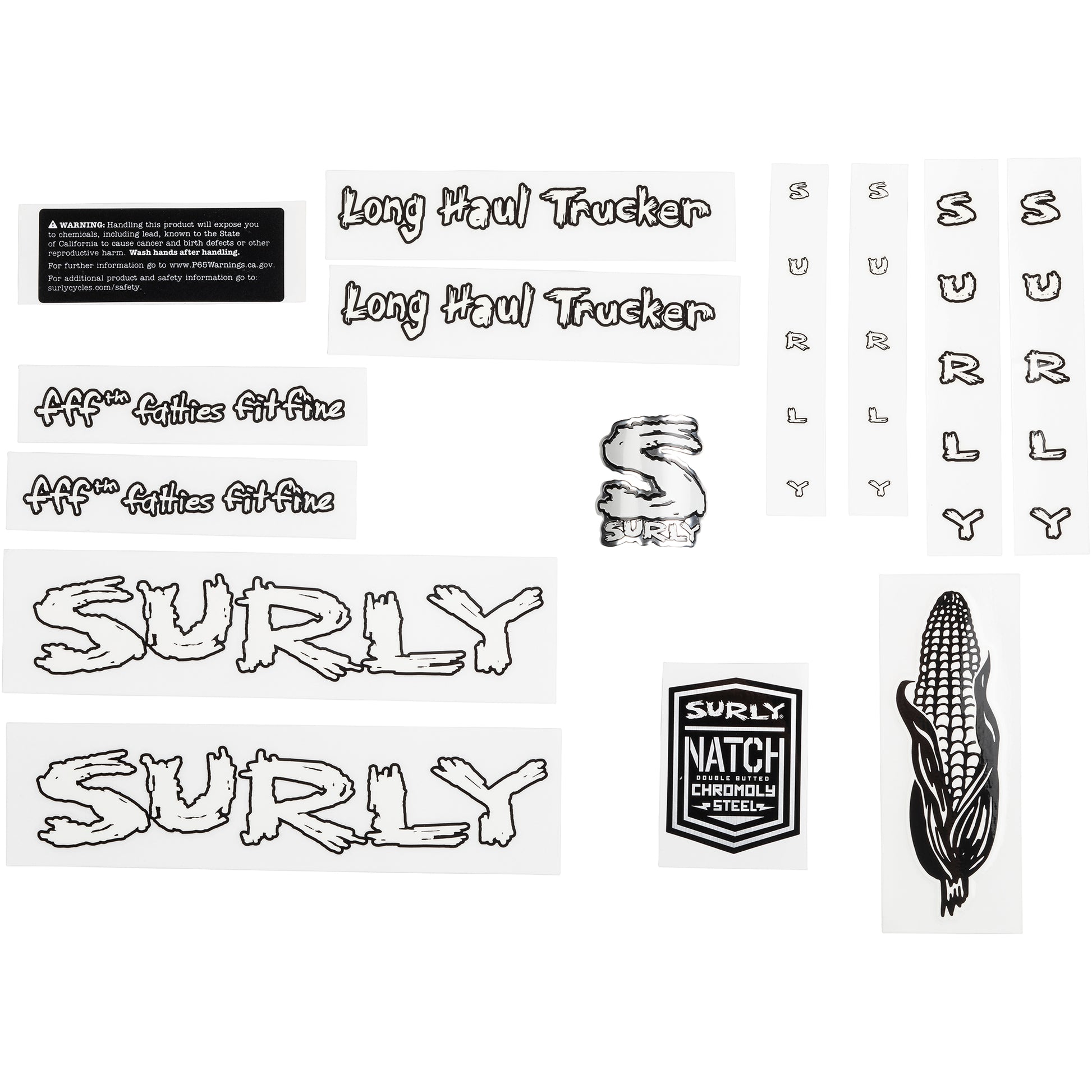 Surly Long Haul Trucker Decal Set White sheet of all decals for bike with headbadge