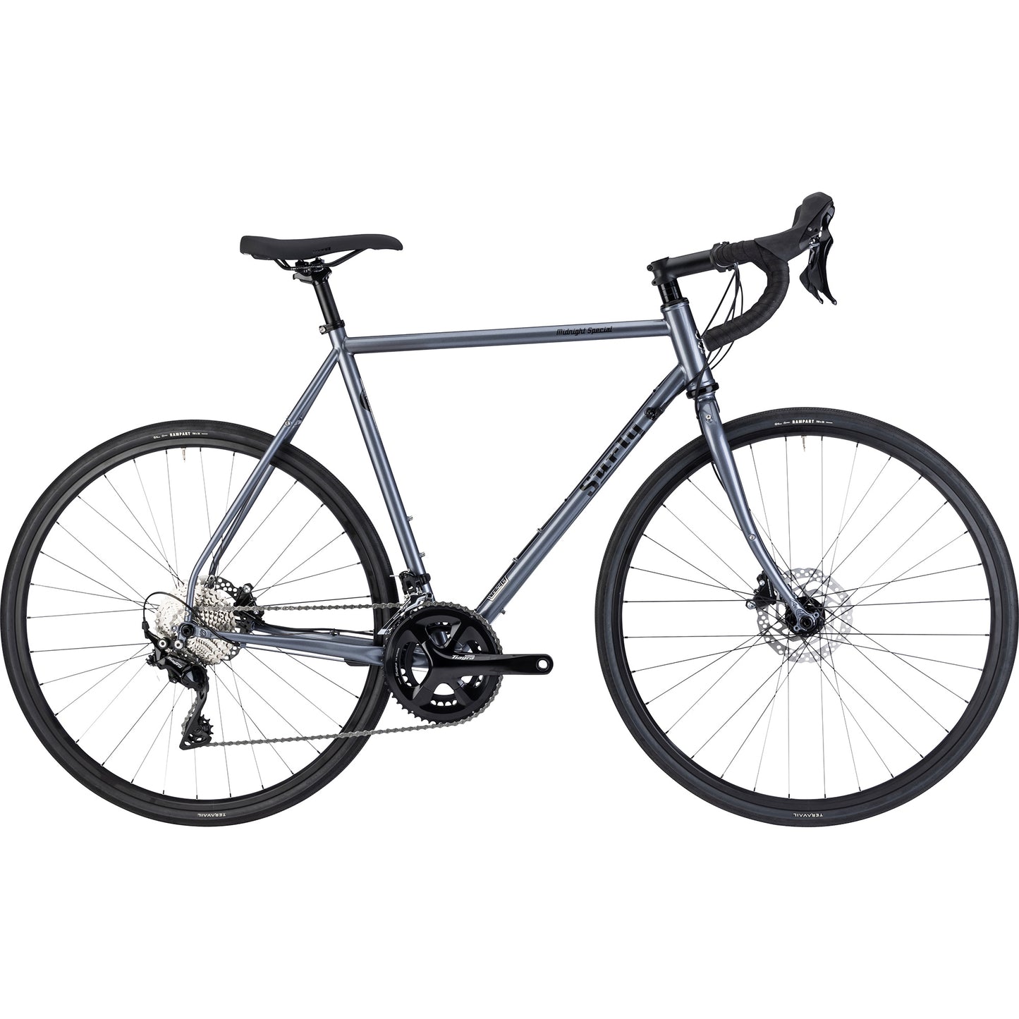 Surly Midnight Special bike side view in Stainless Teal color on a white background