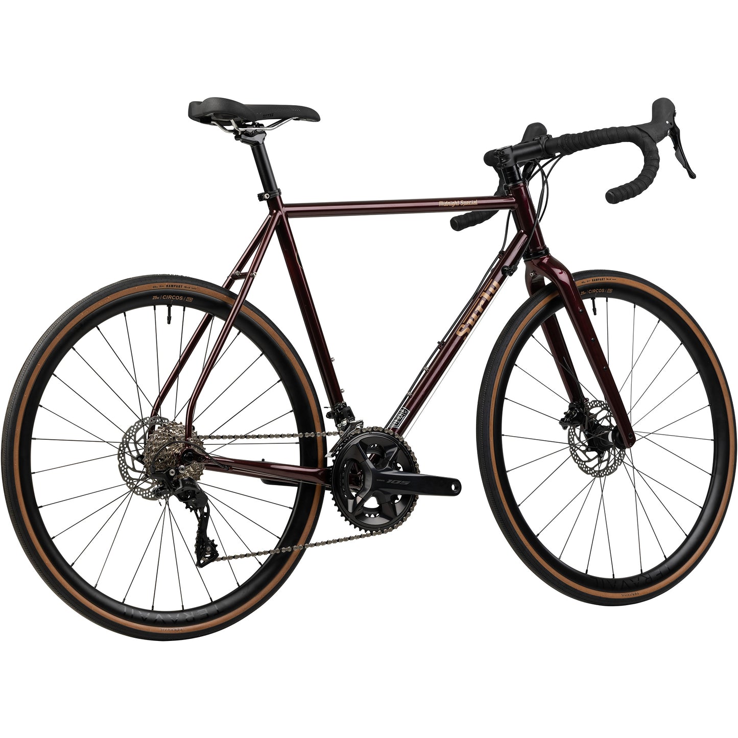 Surly Midnight Special bike in Black Cherry Fizz color three-quarter rear view on white background