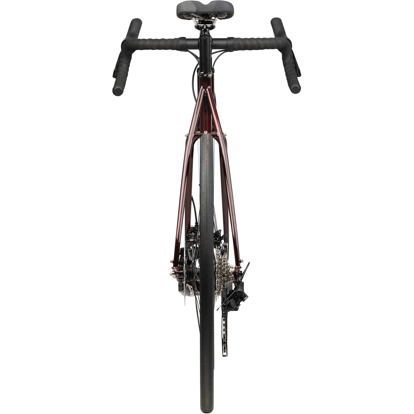 Surly Midnight Special bike in Black Cherry Fizz color straight-on rear view on white background