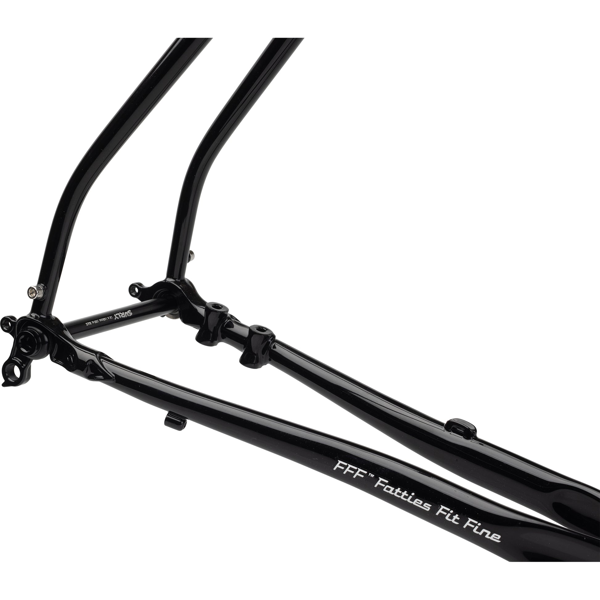 Surly Midnight Special frameset in Hi-Viz black rear dropout area focus
