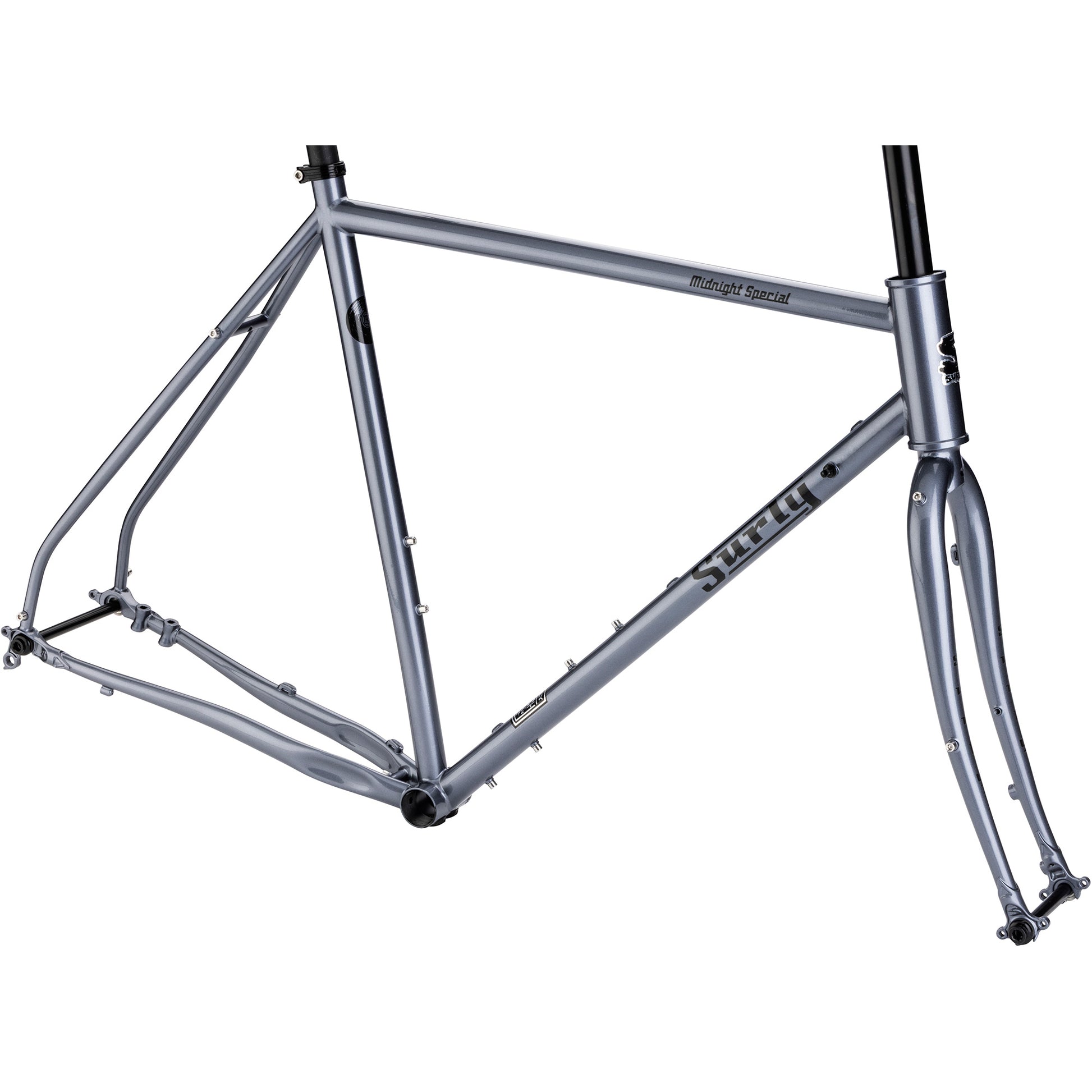 Surly Midnight Special frameset side view in Stainless Teal color on a white background