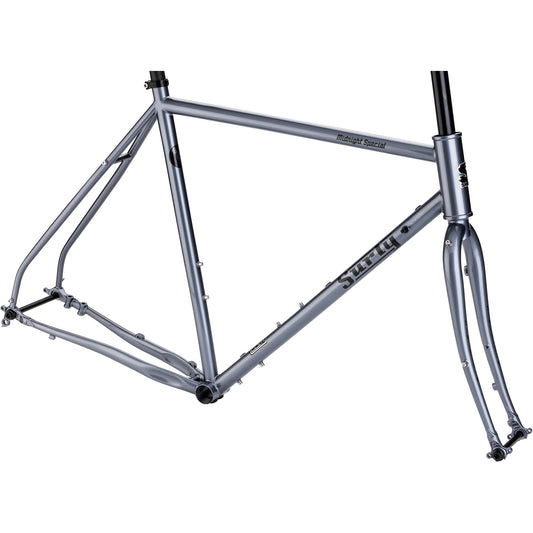Surly Midnight Special frameset side view in Stainless Teal color on a white background