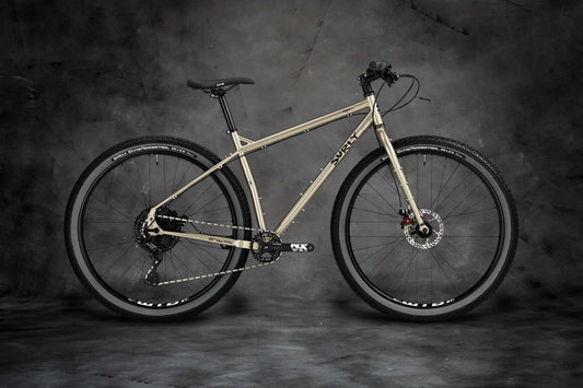 Surly Ogre bike side view in Champagne Supernova color