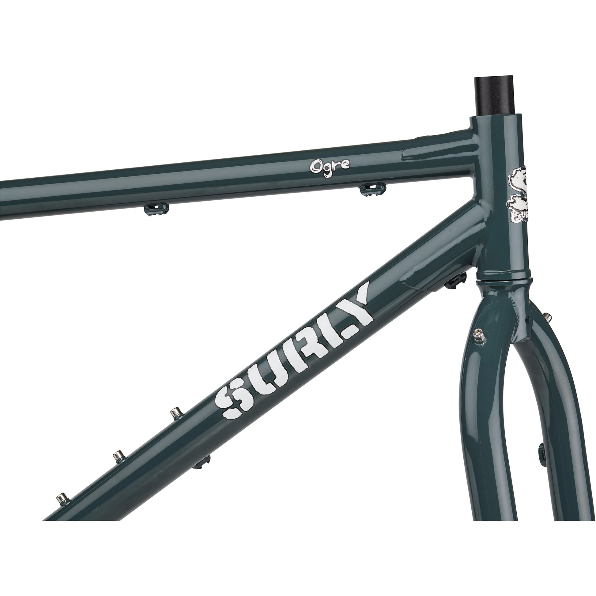 Surly Ogre frameset green color head tube area focus