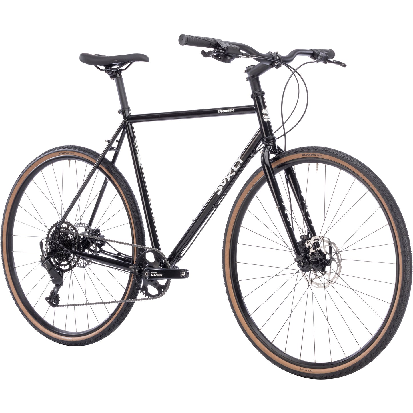 Surly Preamble Flat Bar bike black color front three-quarter view on white background